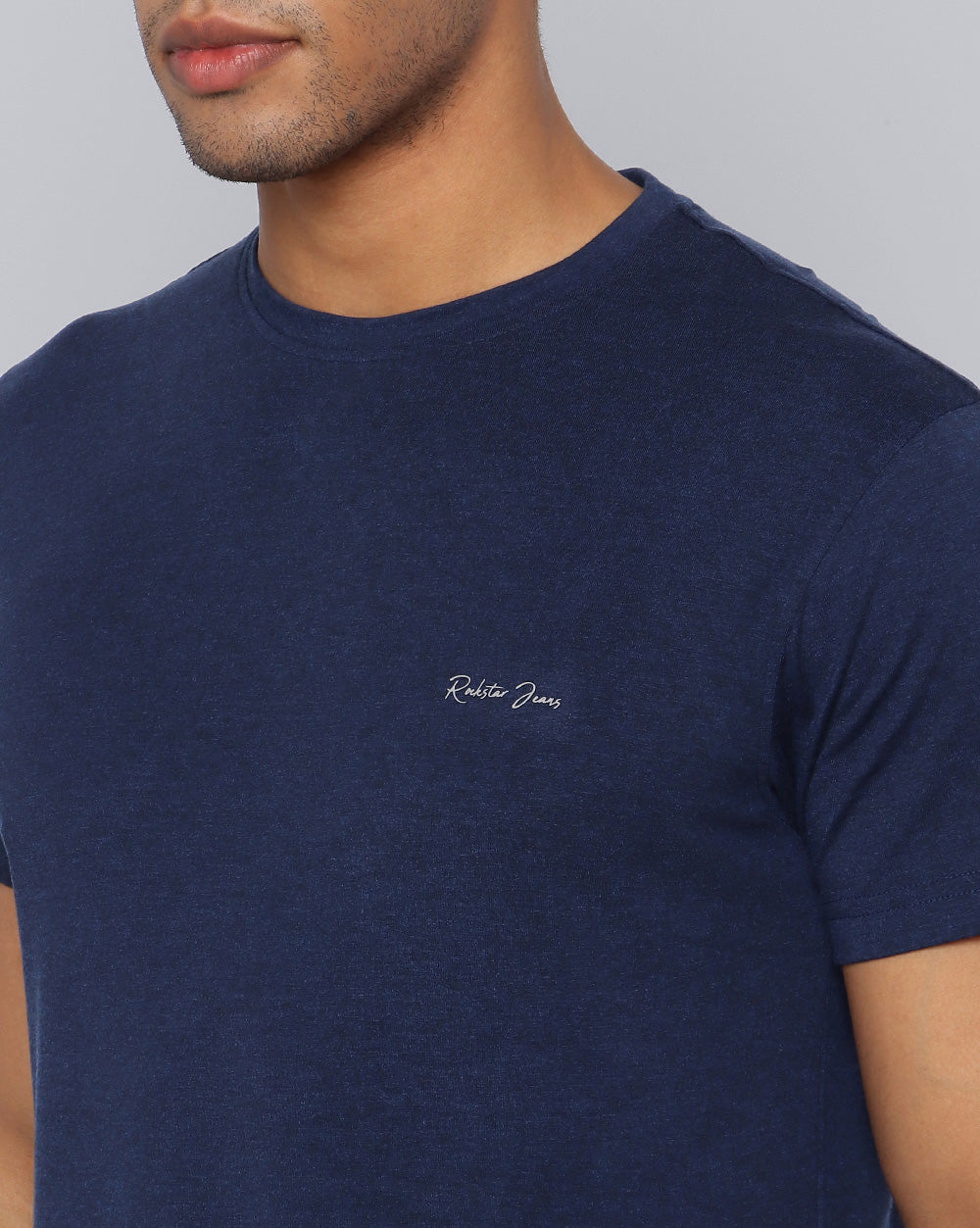 Crewneck Strech T-Shirt-Cobaled Blue