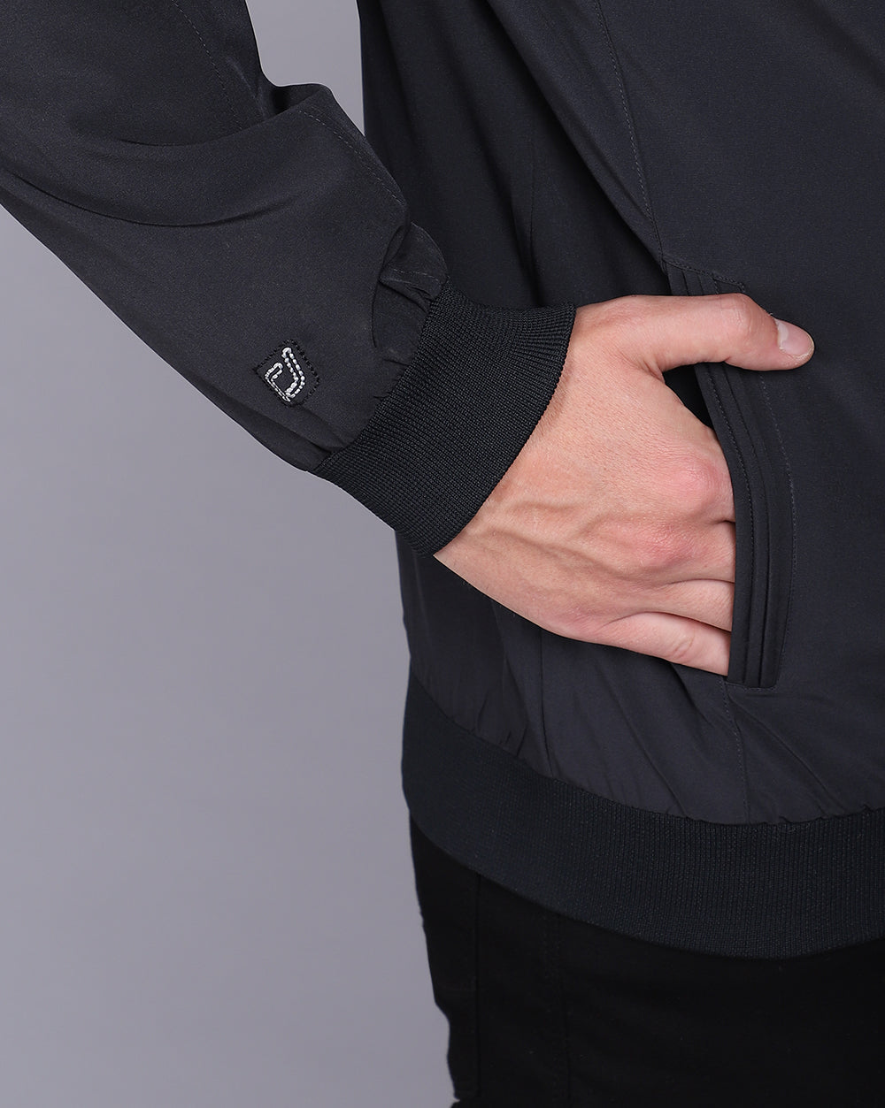 Solid Hooded Wind-Cheater-Navy