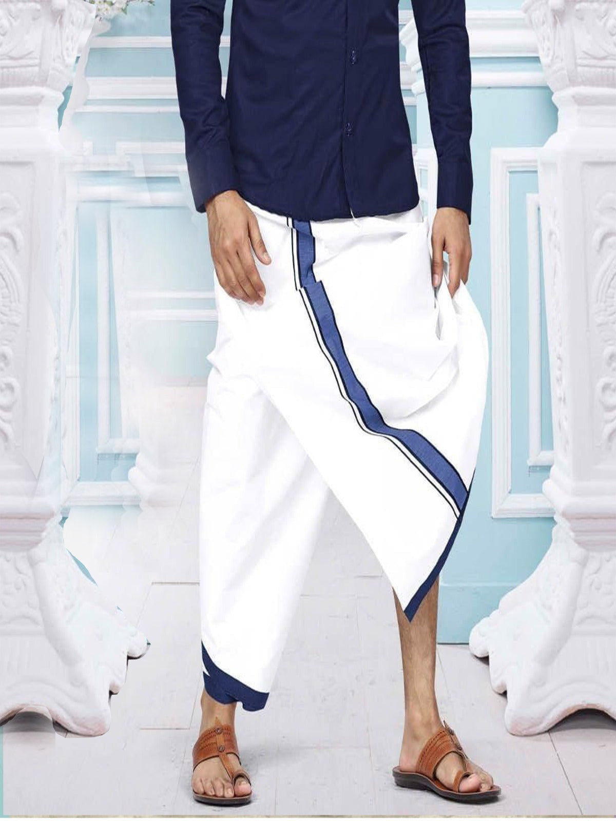 Men Dhoti Single Layer-Navy Blue