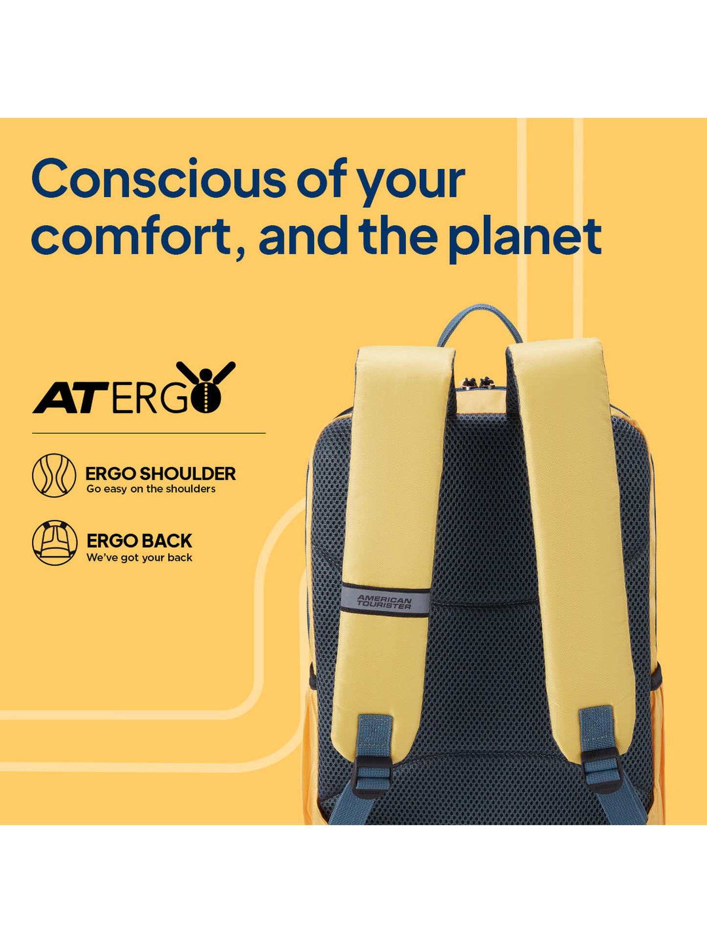 Trendy American Tourister ALEO 3.0 Yellow Back Pack