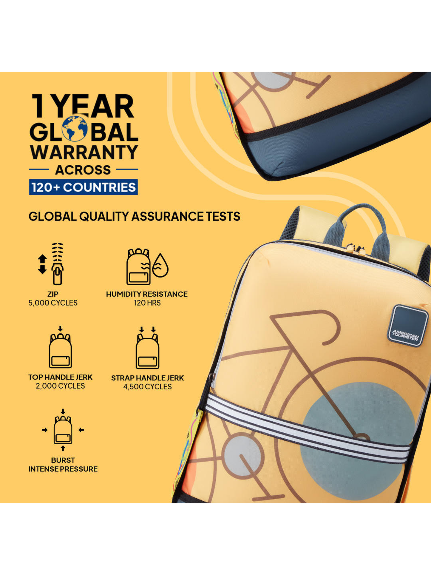Trendy American Tourister ALEO 3.0 Yellow Back Pack