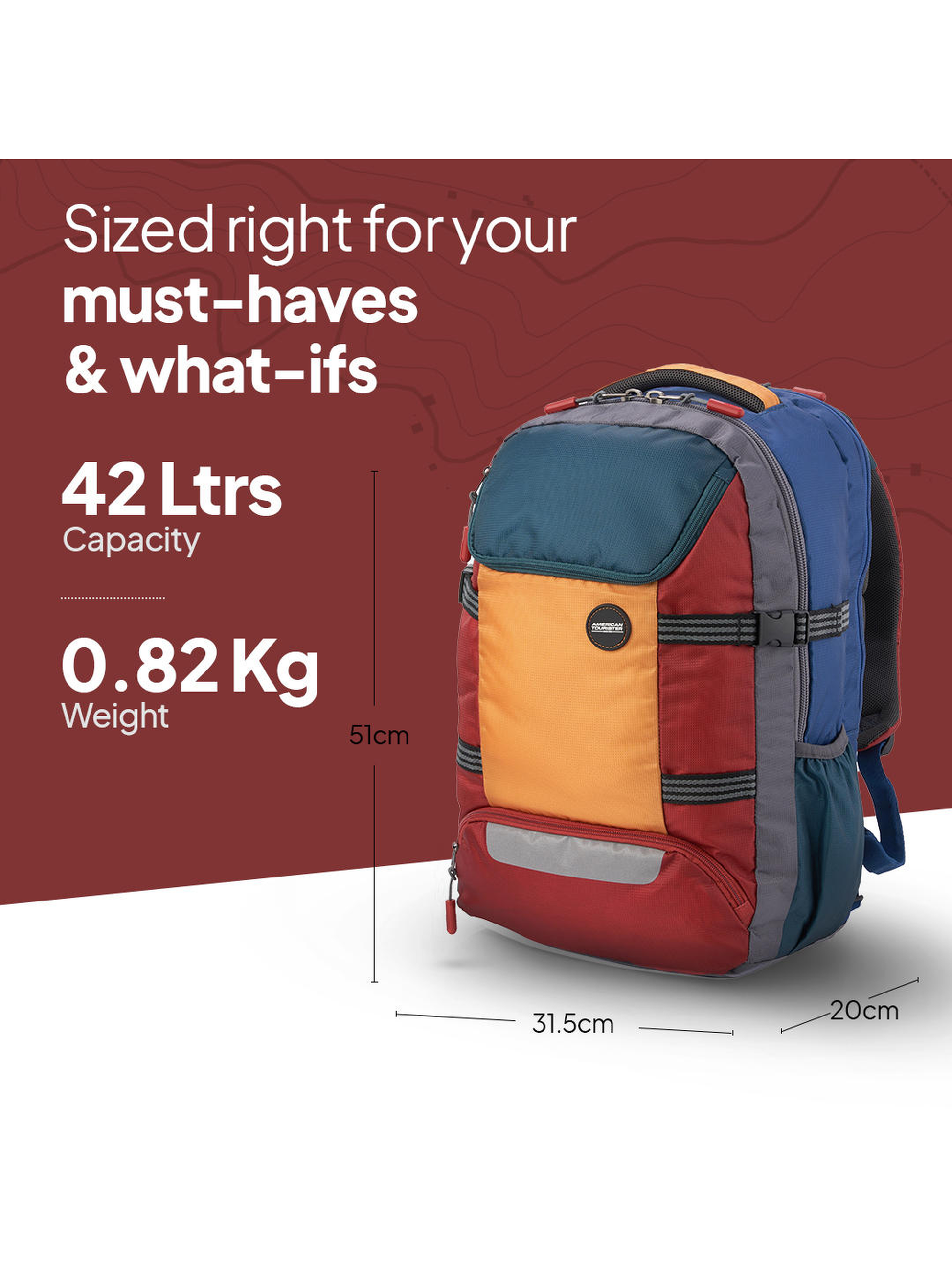Multicolour American Tourister Trekking Bag for Men