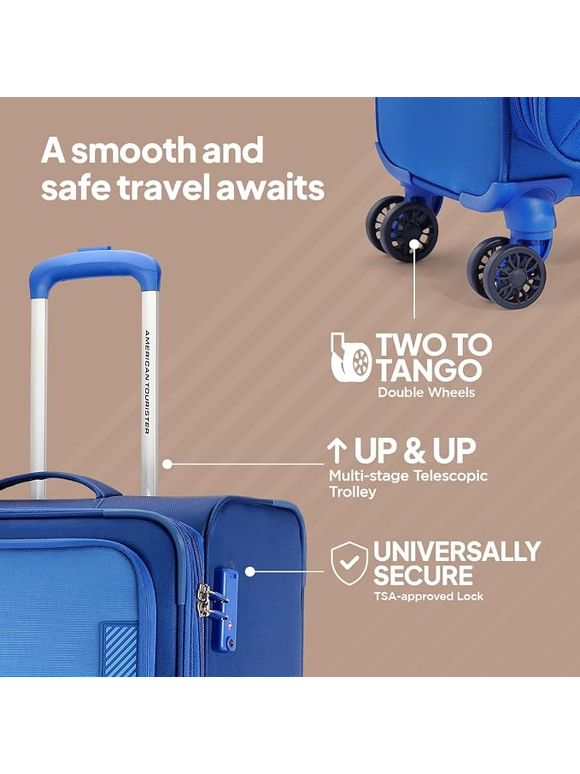 American Tourister Majoris Carry On Luggage Blue