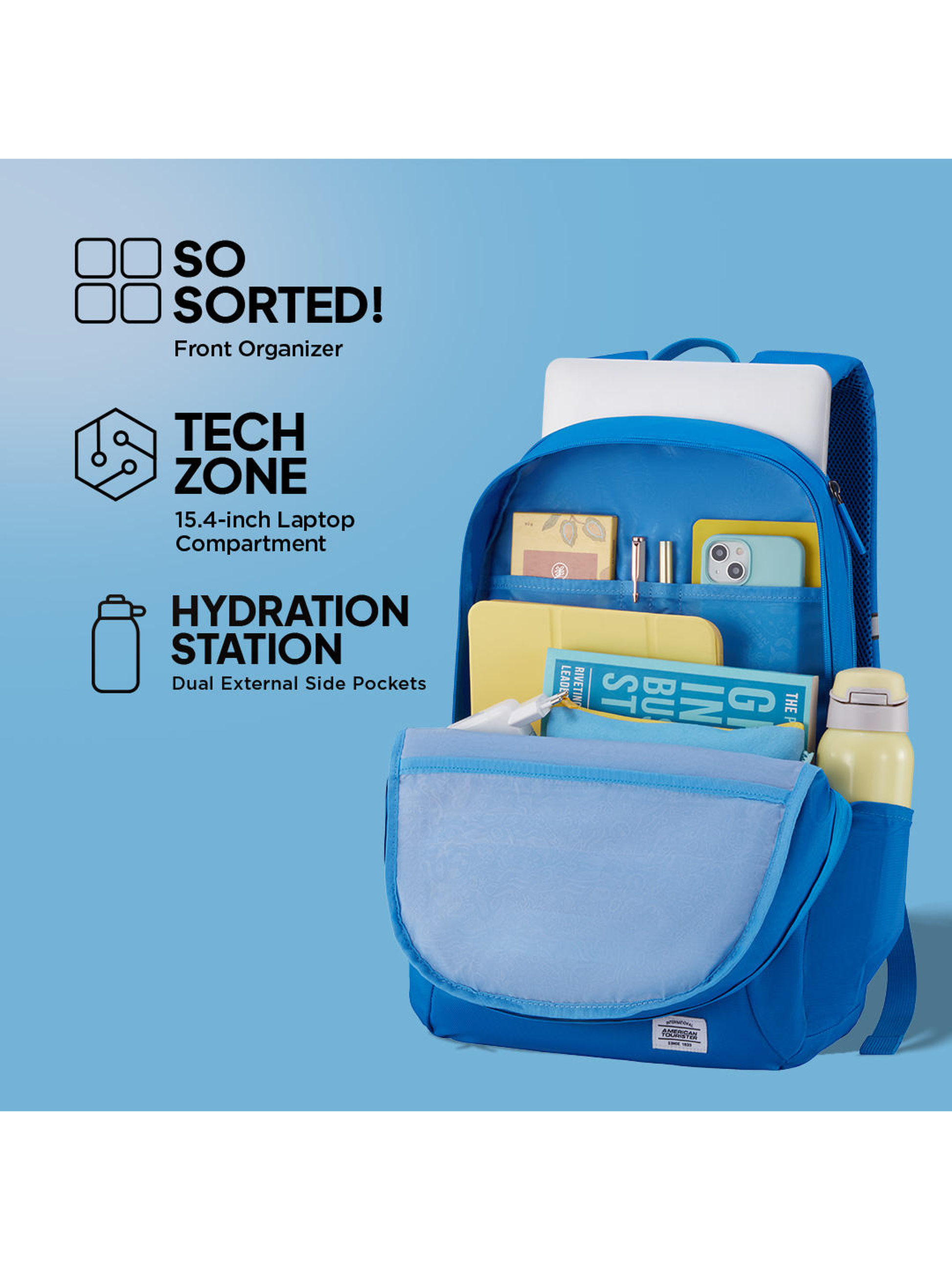 Best Laptop Backpack Blue American Tourister BRAYDON