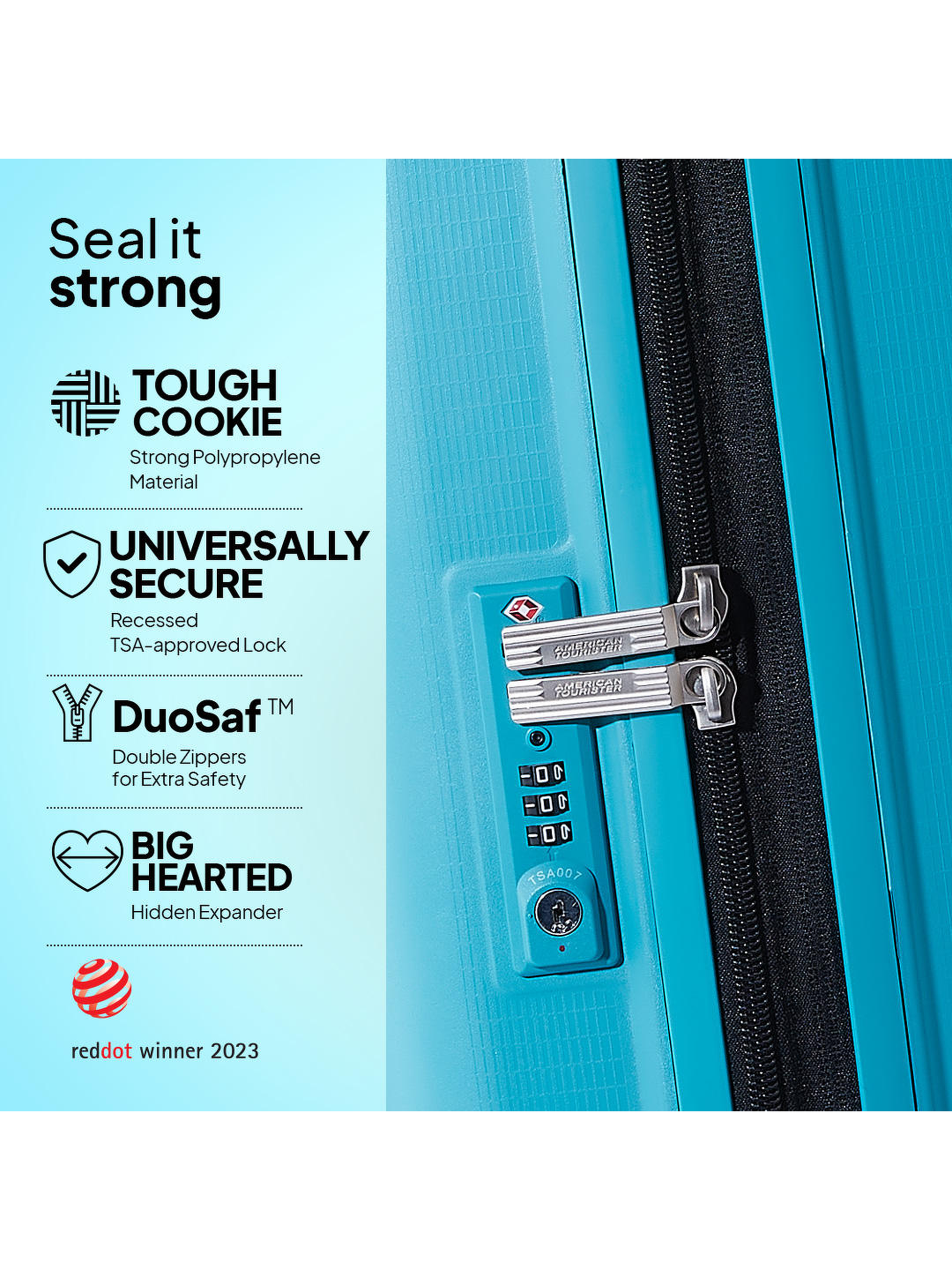 Stylish American Tourister Aerostep Trolley-Teal