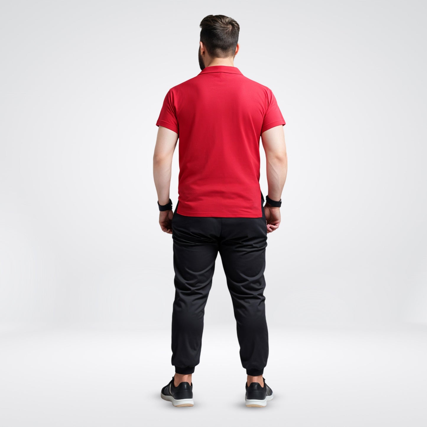 Charming Red Men Active Polo Tee -Plus Size