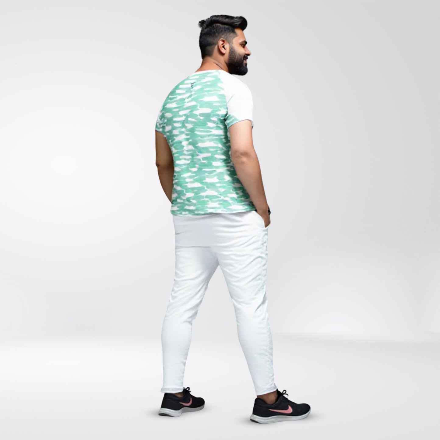 Painted Stripe Abstract Men Cycling Tee -Plus Size