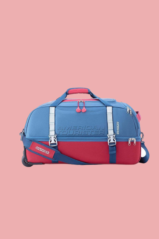 American Tourister COLE Blue&Red Duffle Bag with Wheels