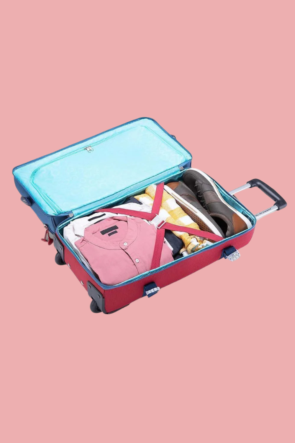 American Tourister COLE Blue&Red Duffle Bag with Wheels