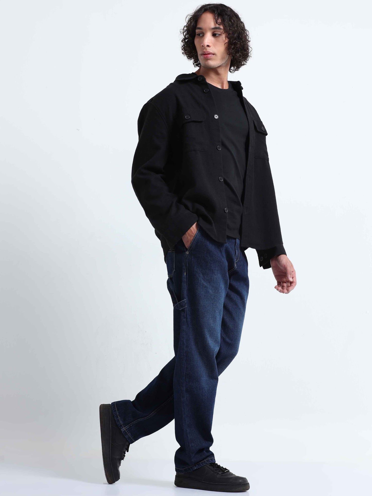 Duca Relaxed Dark Blue Pleated Denim