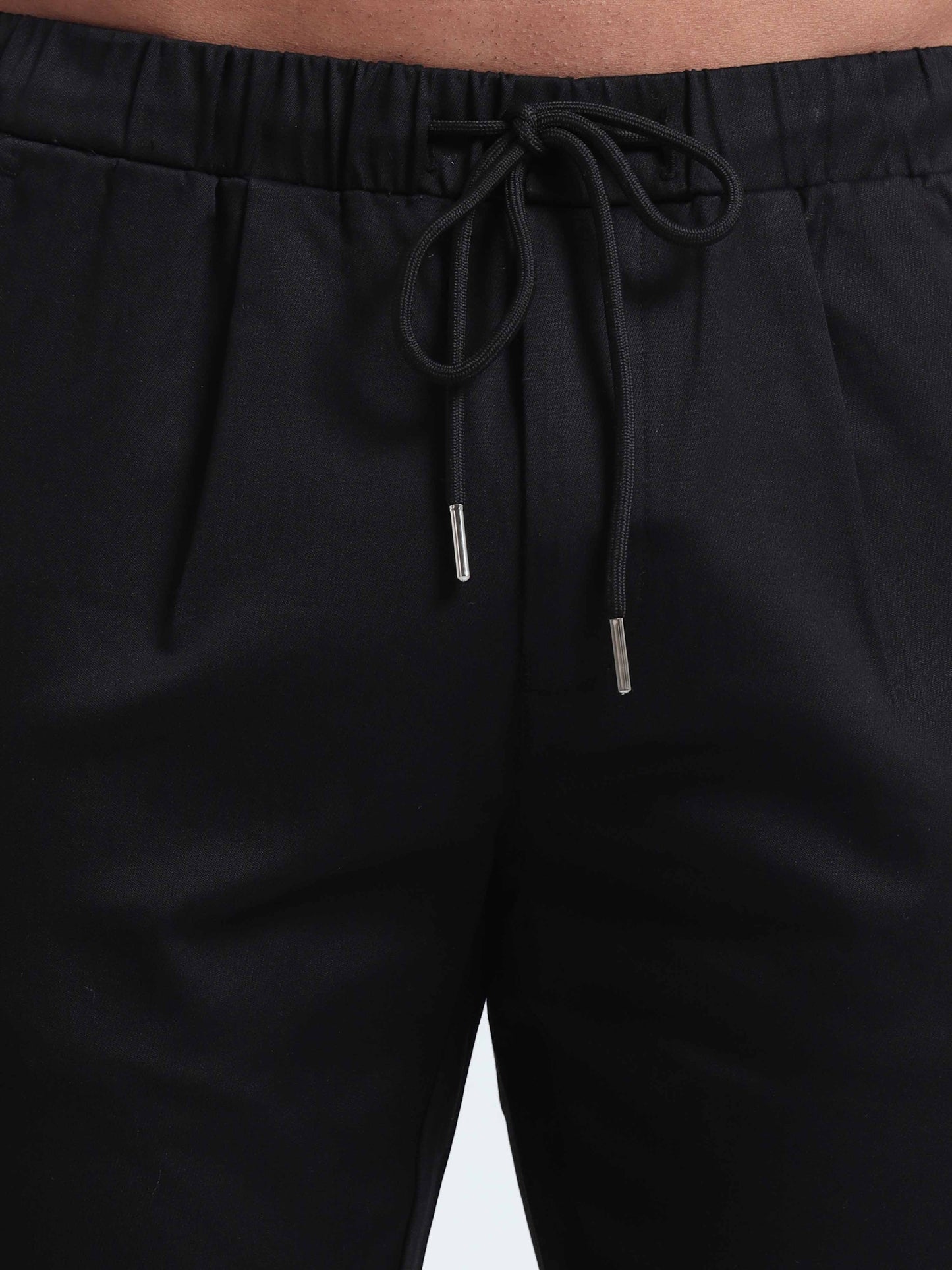 Rich Cotton Black Flexi Waist Ankle Pant