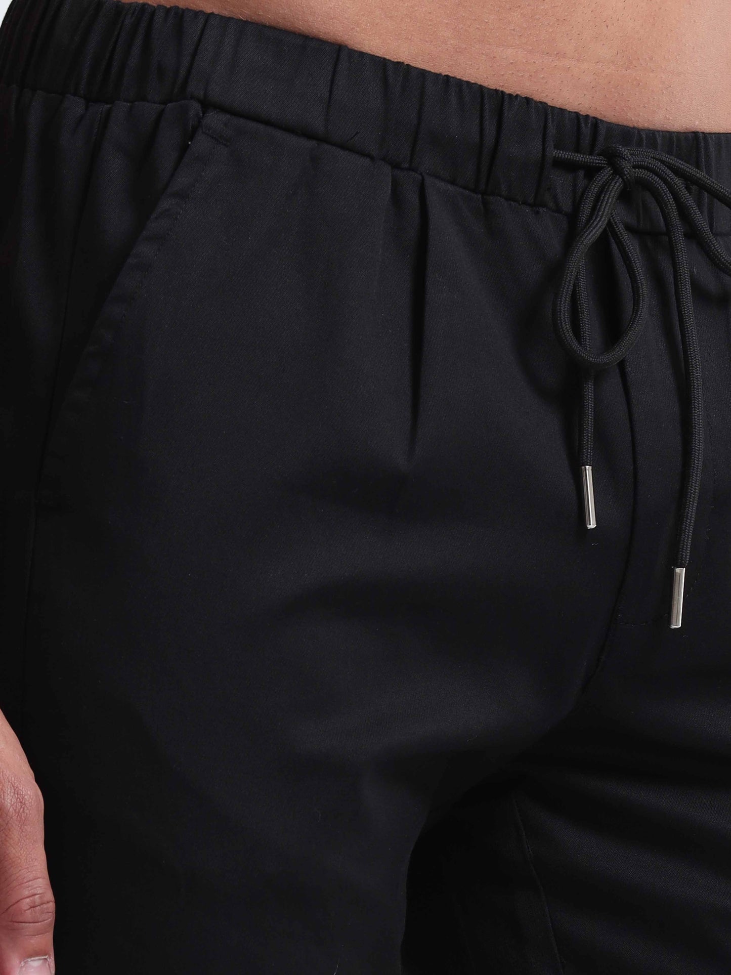 Rich Cotton Black Flexi Waist Ankle Pant