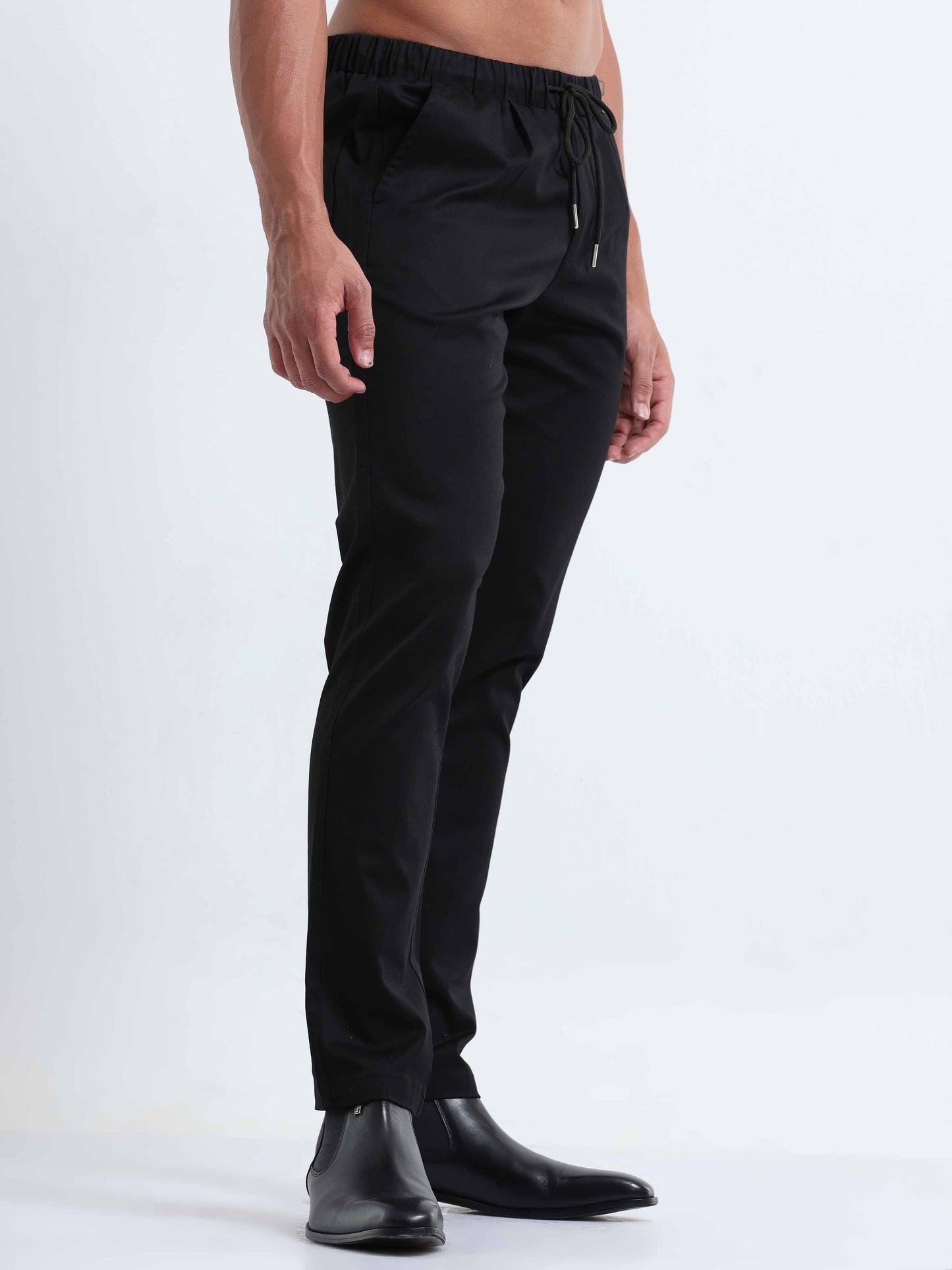 Rich Cotton Black Flexi Waist Ankle Pant