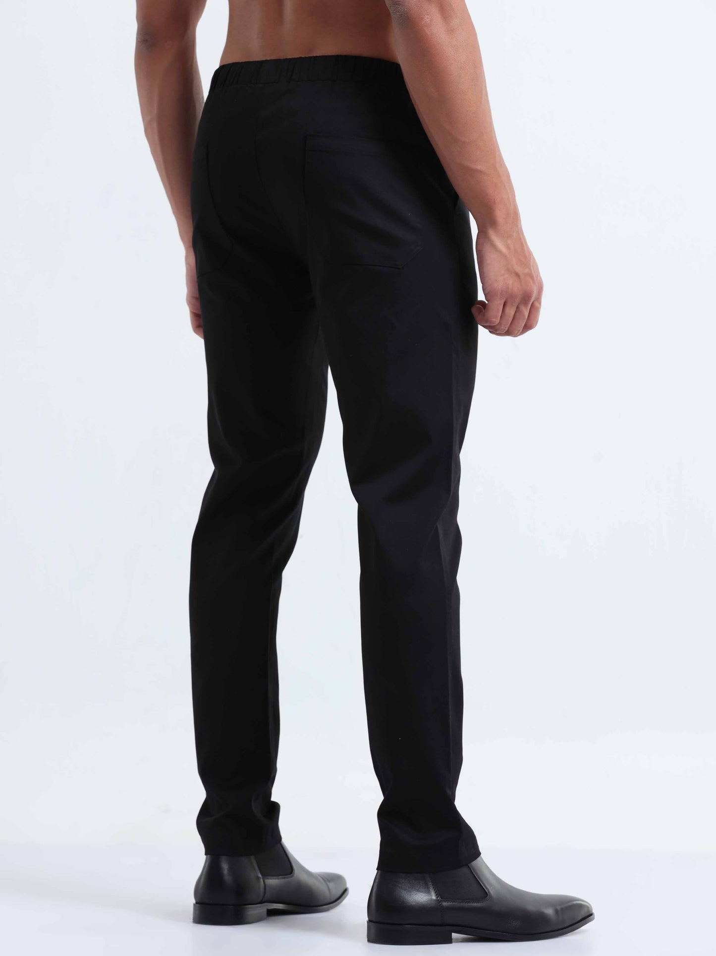 Rich Cotton Black Flexi Waist Ankle Pant