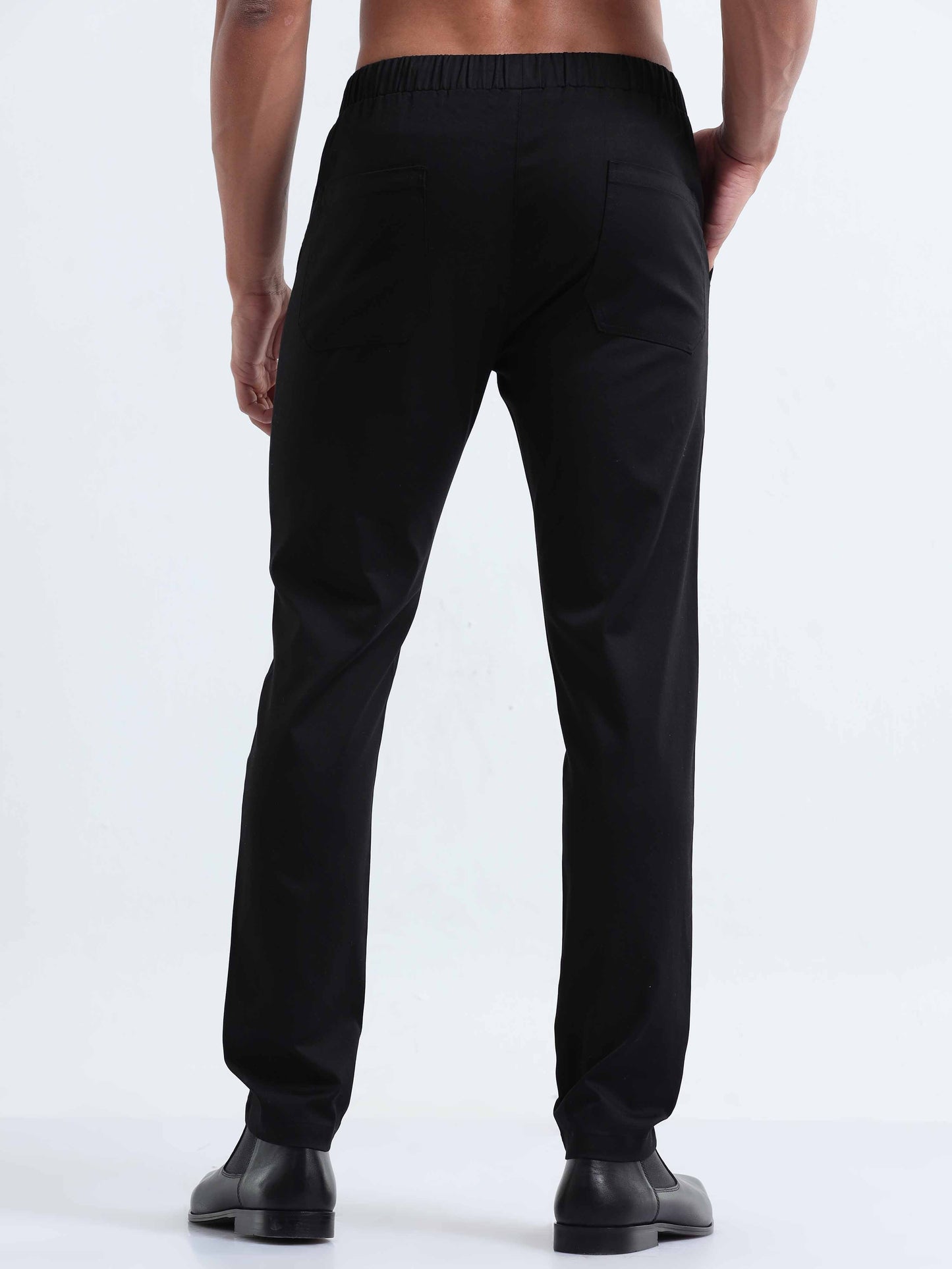 Rich Cotton Black Flexi Waist Ankle Pant