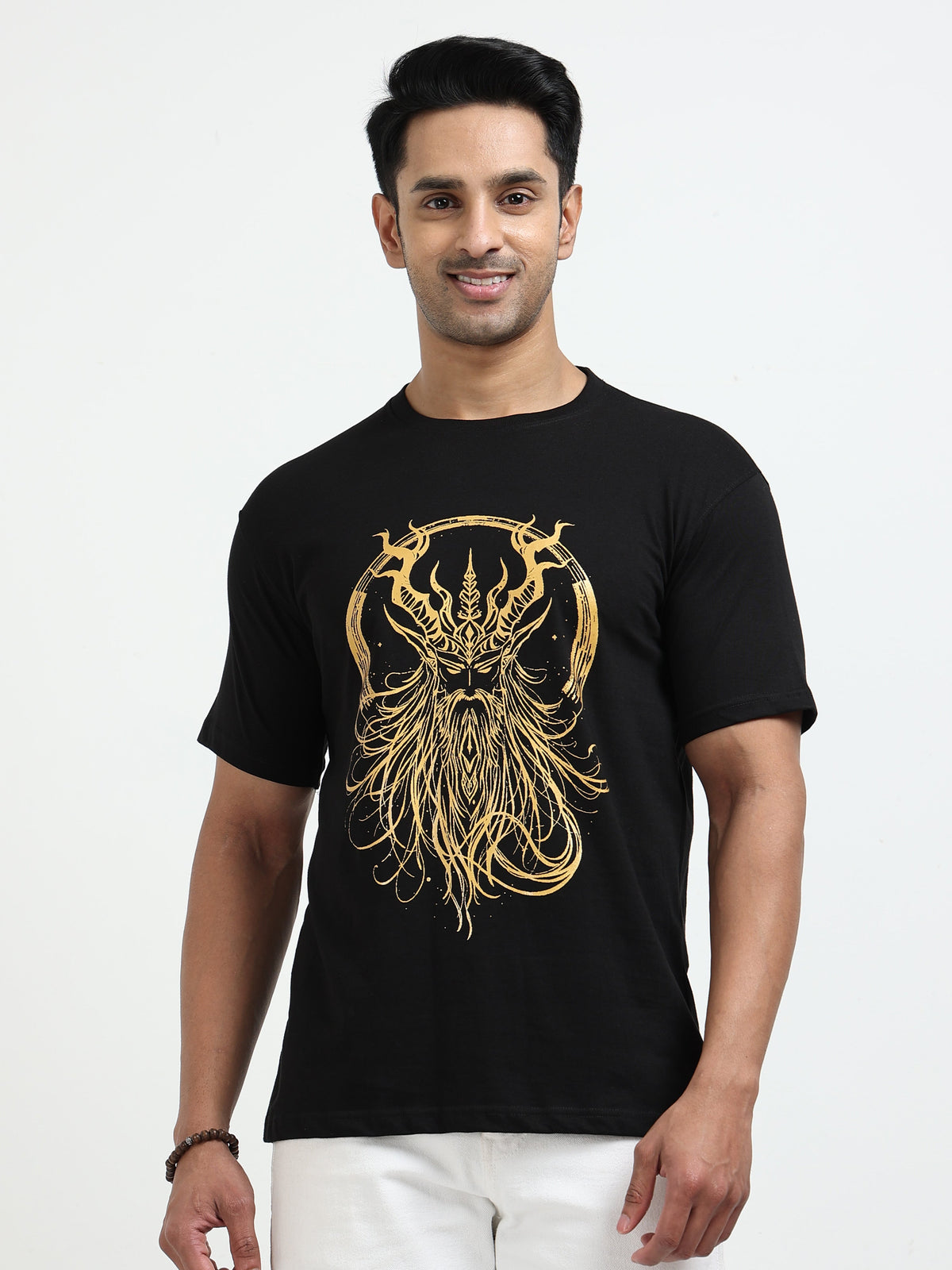 Black Round Neck Bio Wash Single Jersey