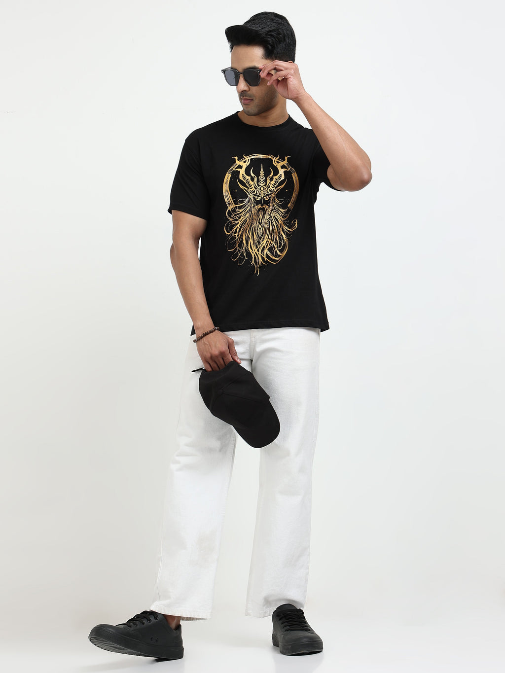 Black Round Neck Bio Wash Single Jersey
