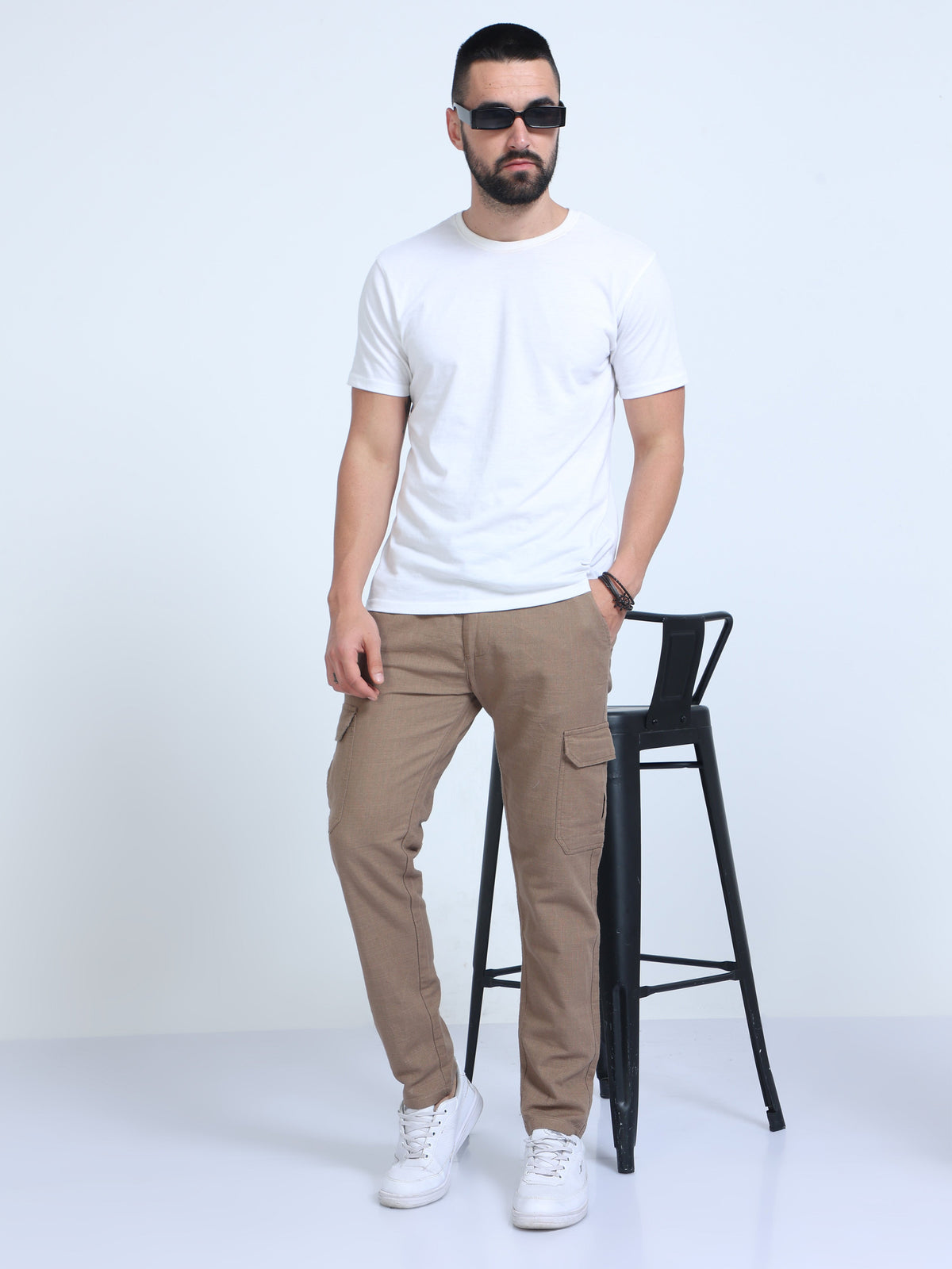 Men Lazy Linen Pants-Camel