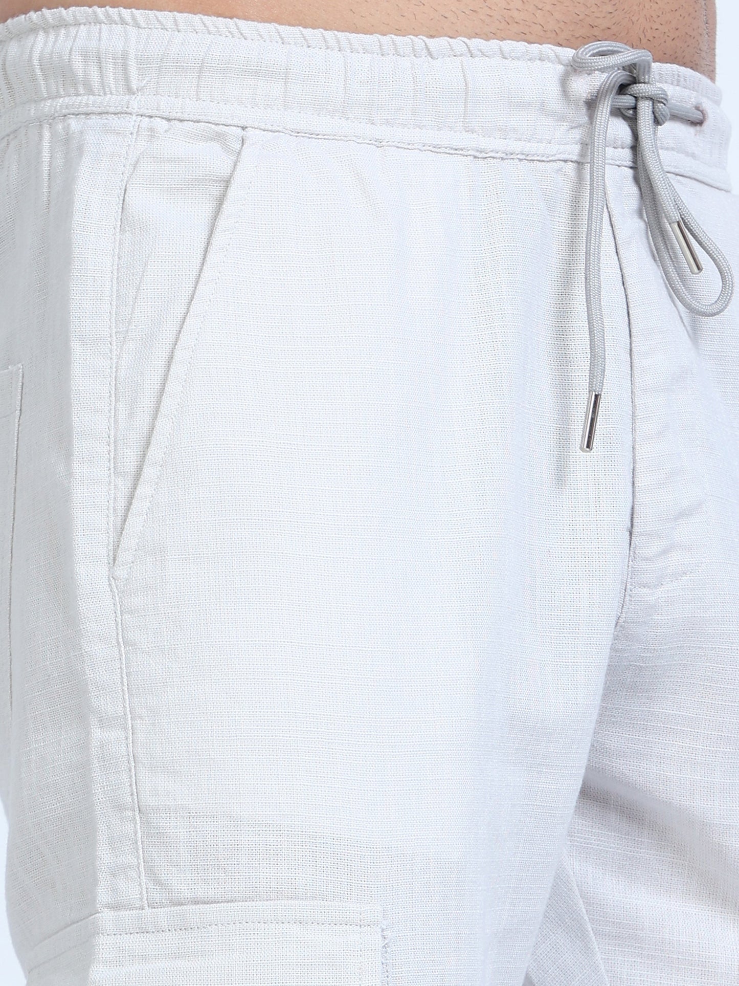 Men Lazy Linen Pants-Milky White