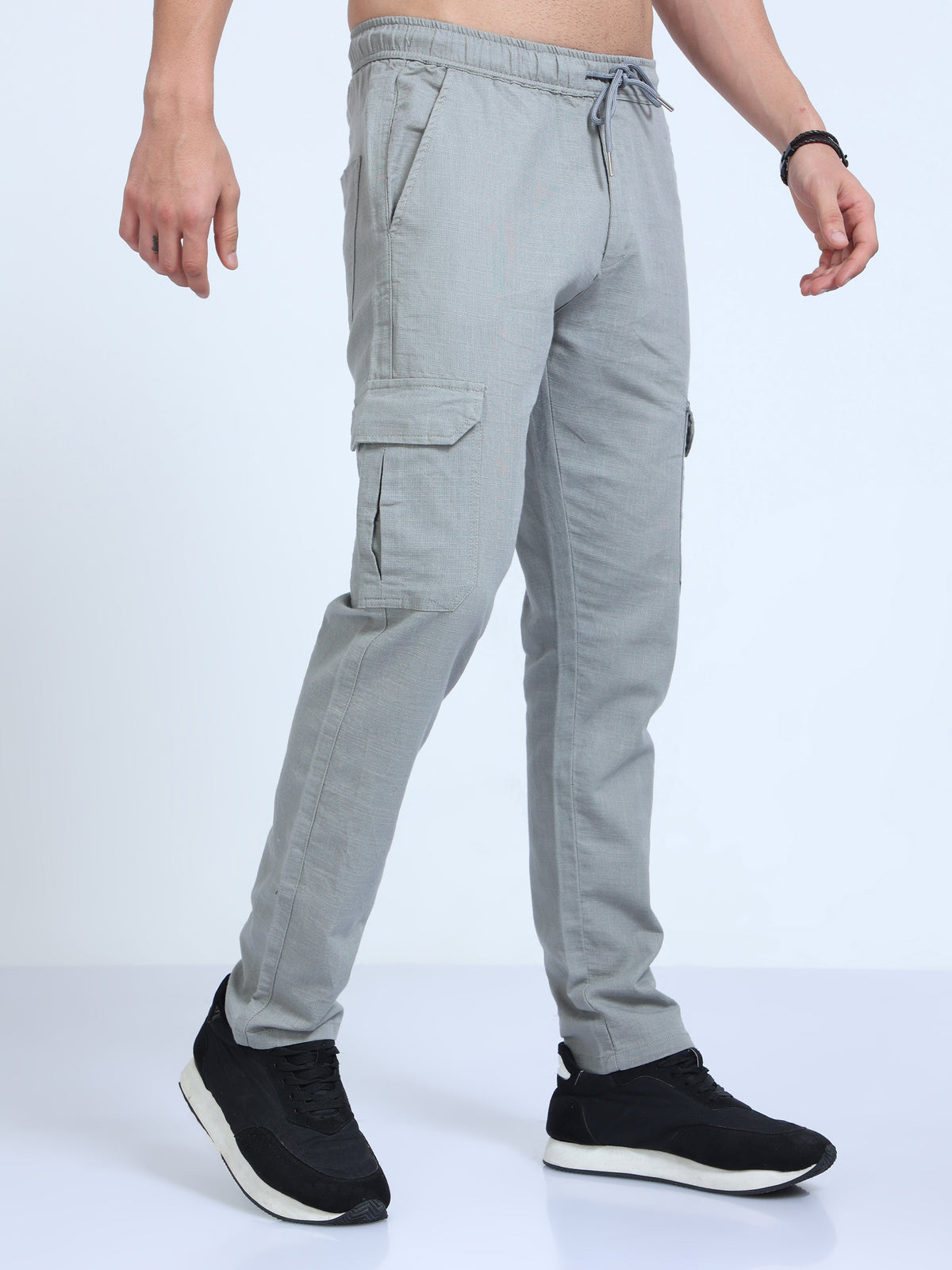 Men Lazy Linen Pants-Light Green