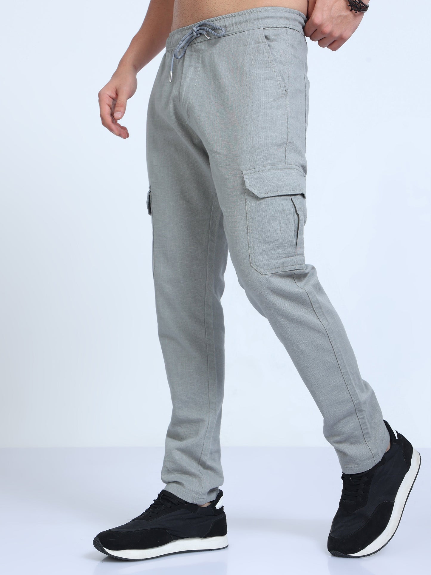 Men Lazy Linen Pants-Light Green