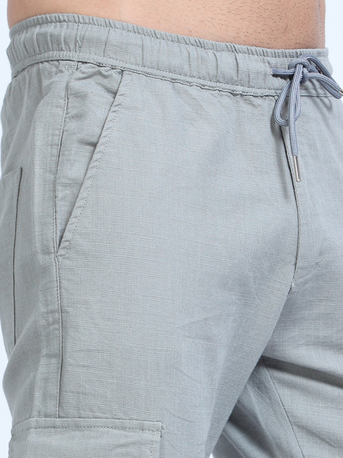 Men Lazy Linen Pants-Light Green