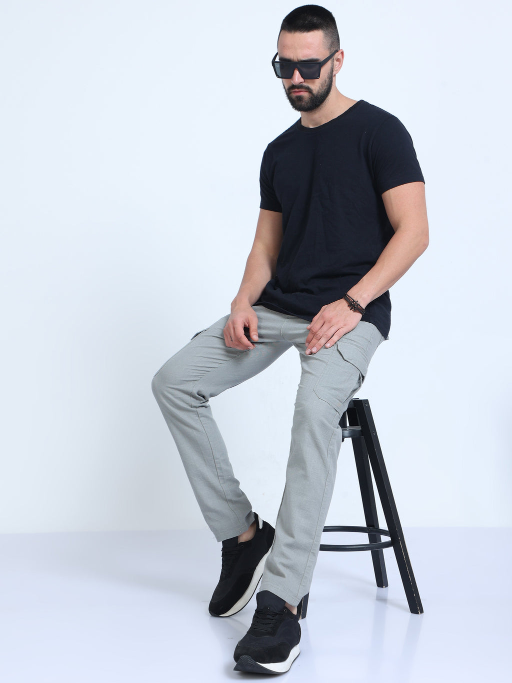 Men Lazy Linen Pants-Light Green