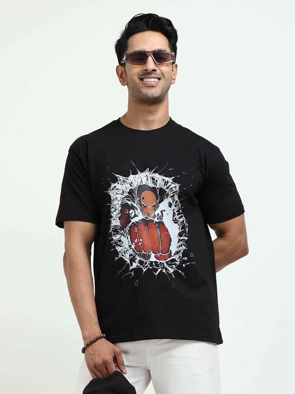 Black Round Neck Bio Wash Single Jersey