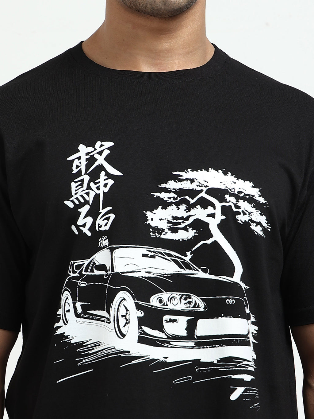 Black Round Neck Bio Wash Single Jersey
