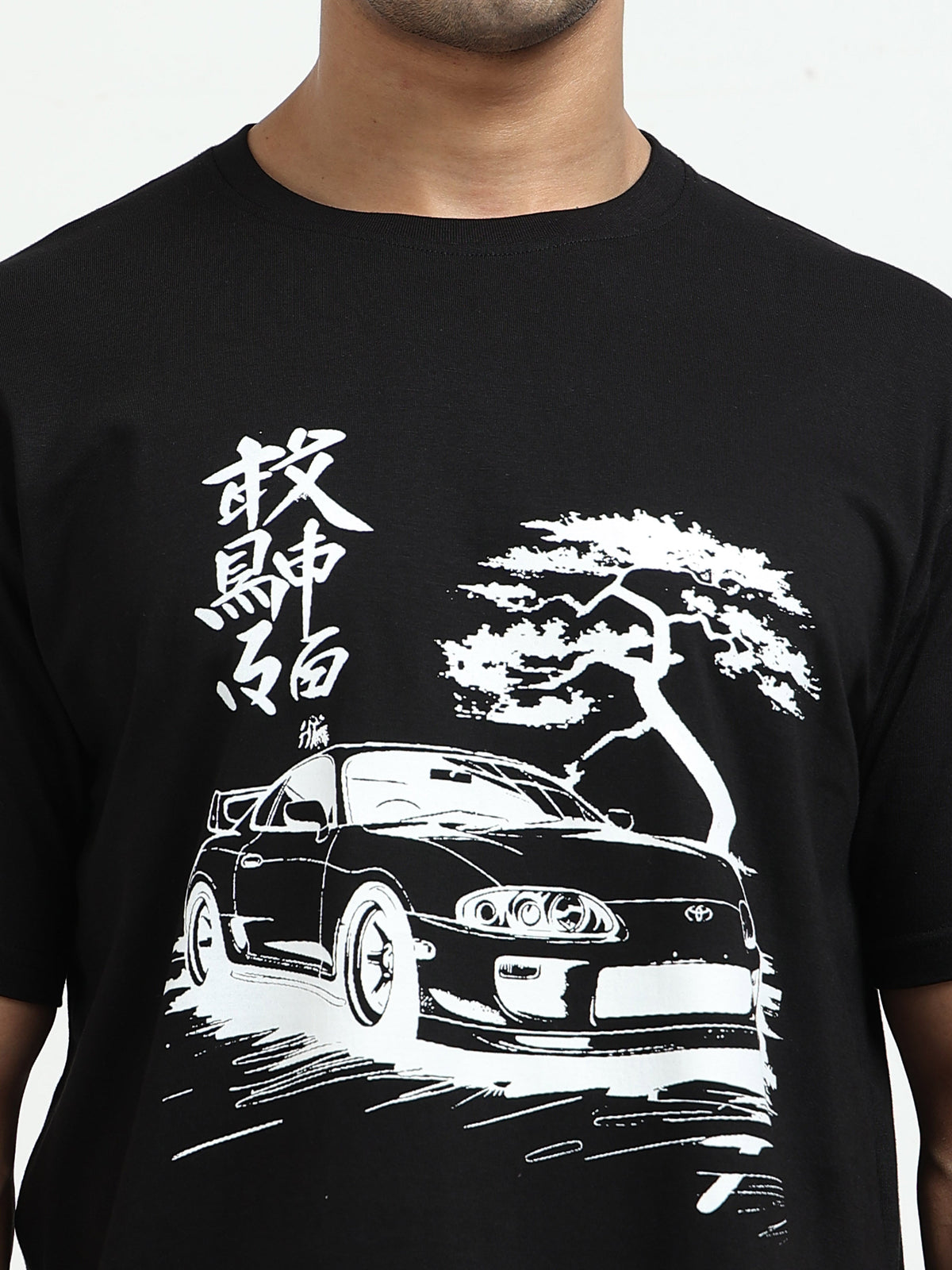 Black Round Neck Bio Wash Single Jersey