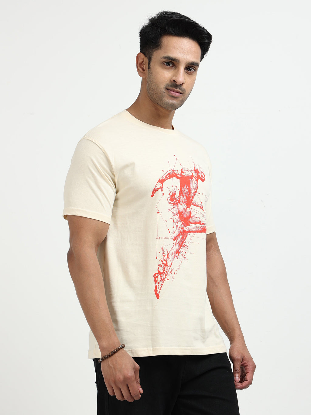 Cream Round Neck Bio Wash Single Jersey
