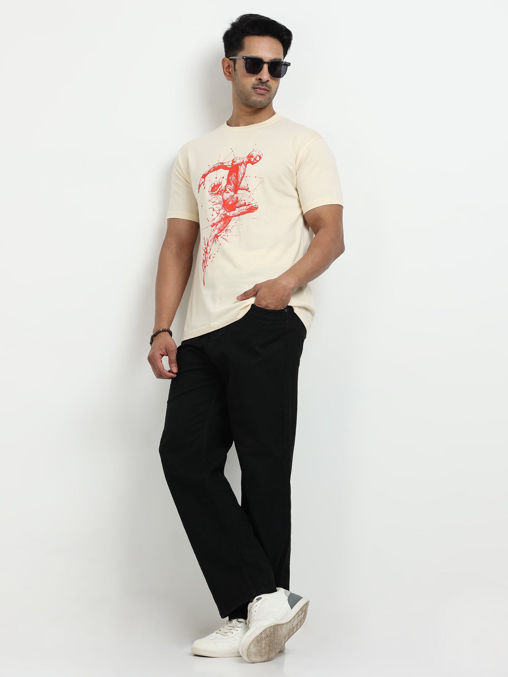 Cream Round Neck Bio Wash Single Jersey
