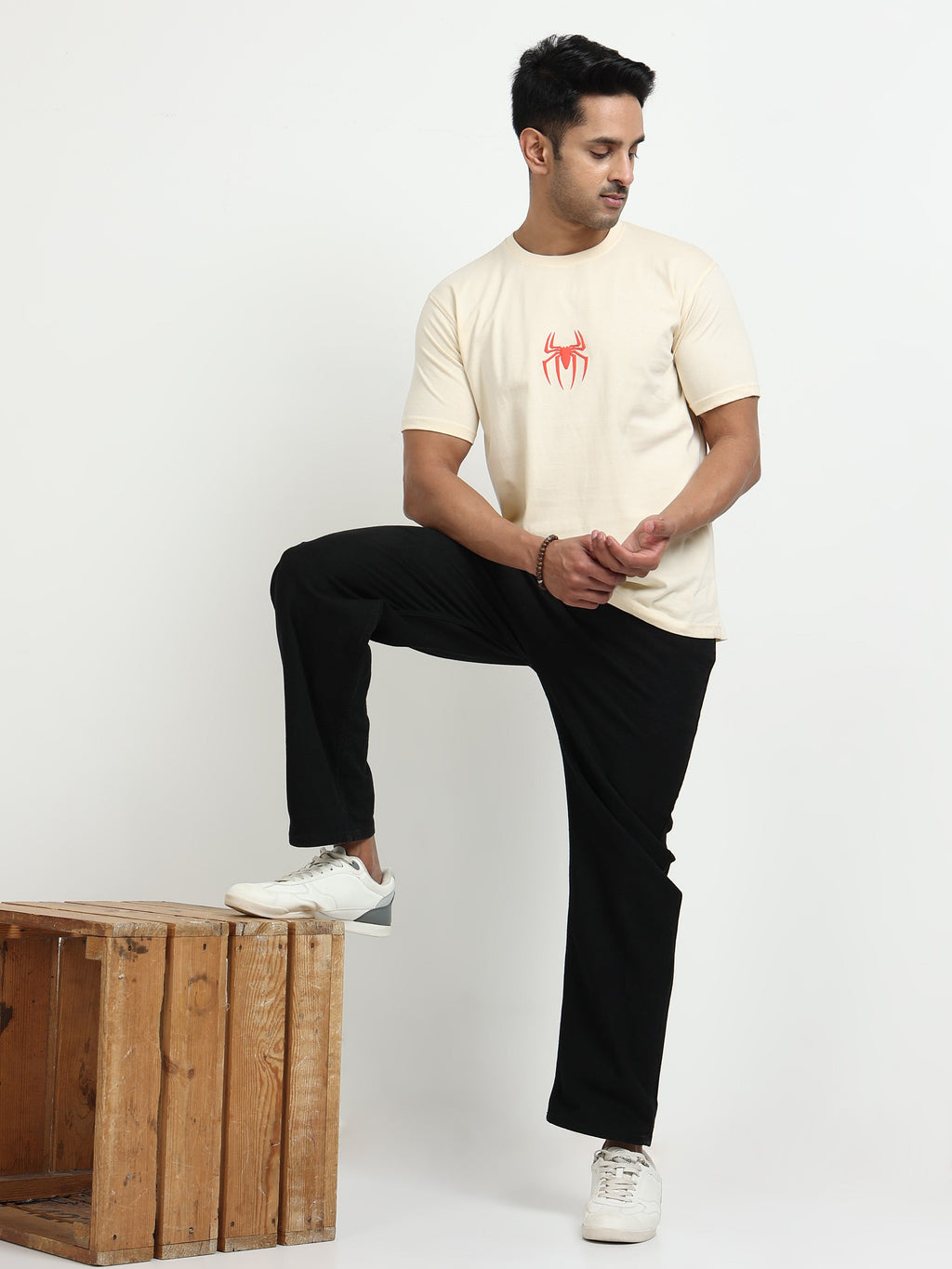 Cream Round Neck Bio Wash Single Jersey