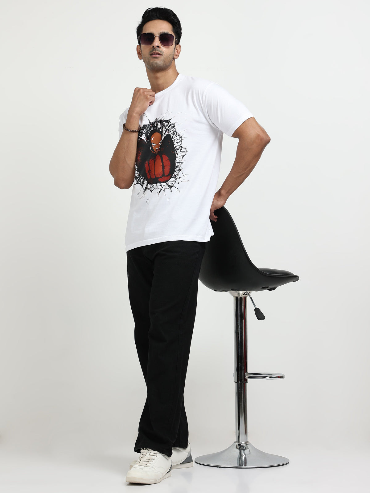 White Round Neck Bio Wash Single Jersey