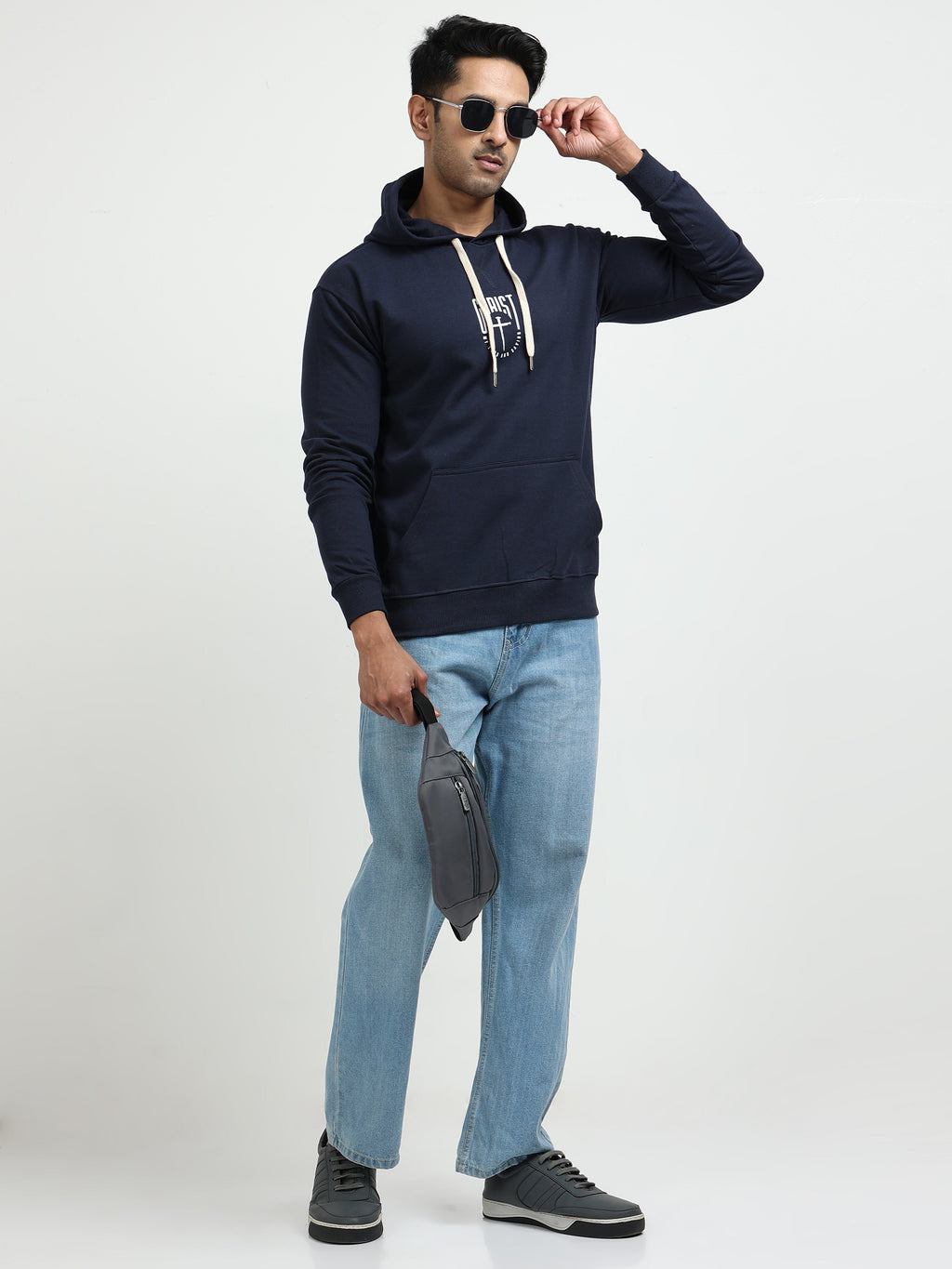 Navy Blue Hoodie Bio Wash Fleece
