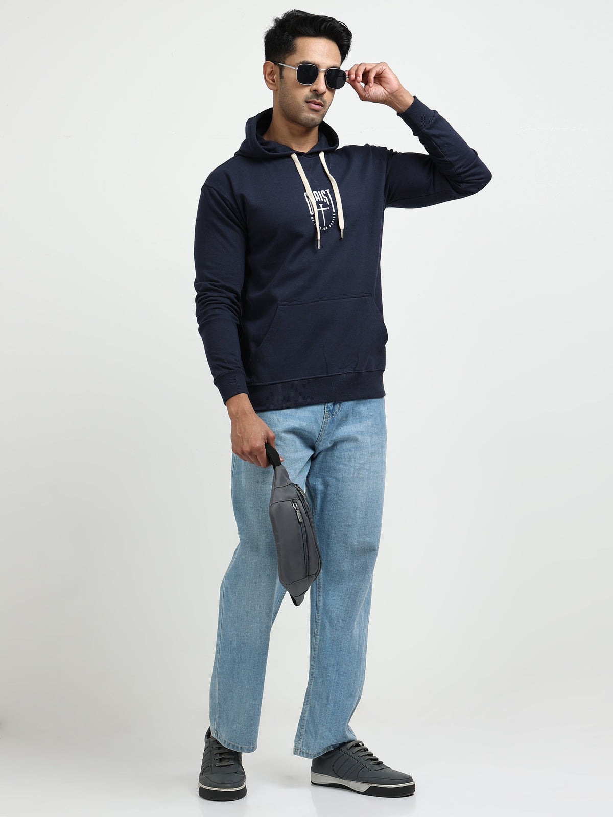 Navy Blue Hoodie Bio Wash Fleece