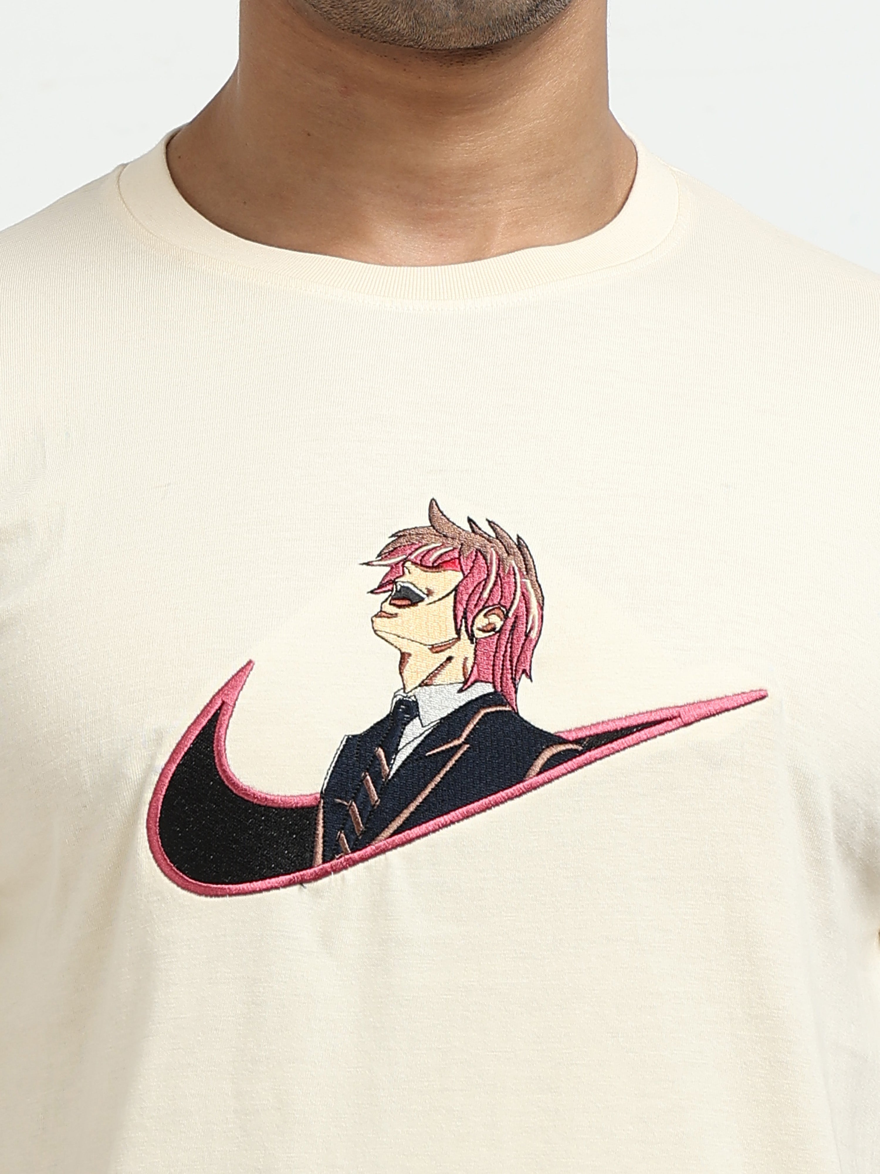 Cream Round Neck T-Shirt - 100% Cotton Bio Wash