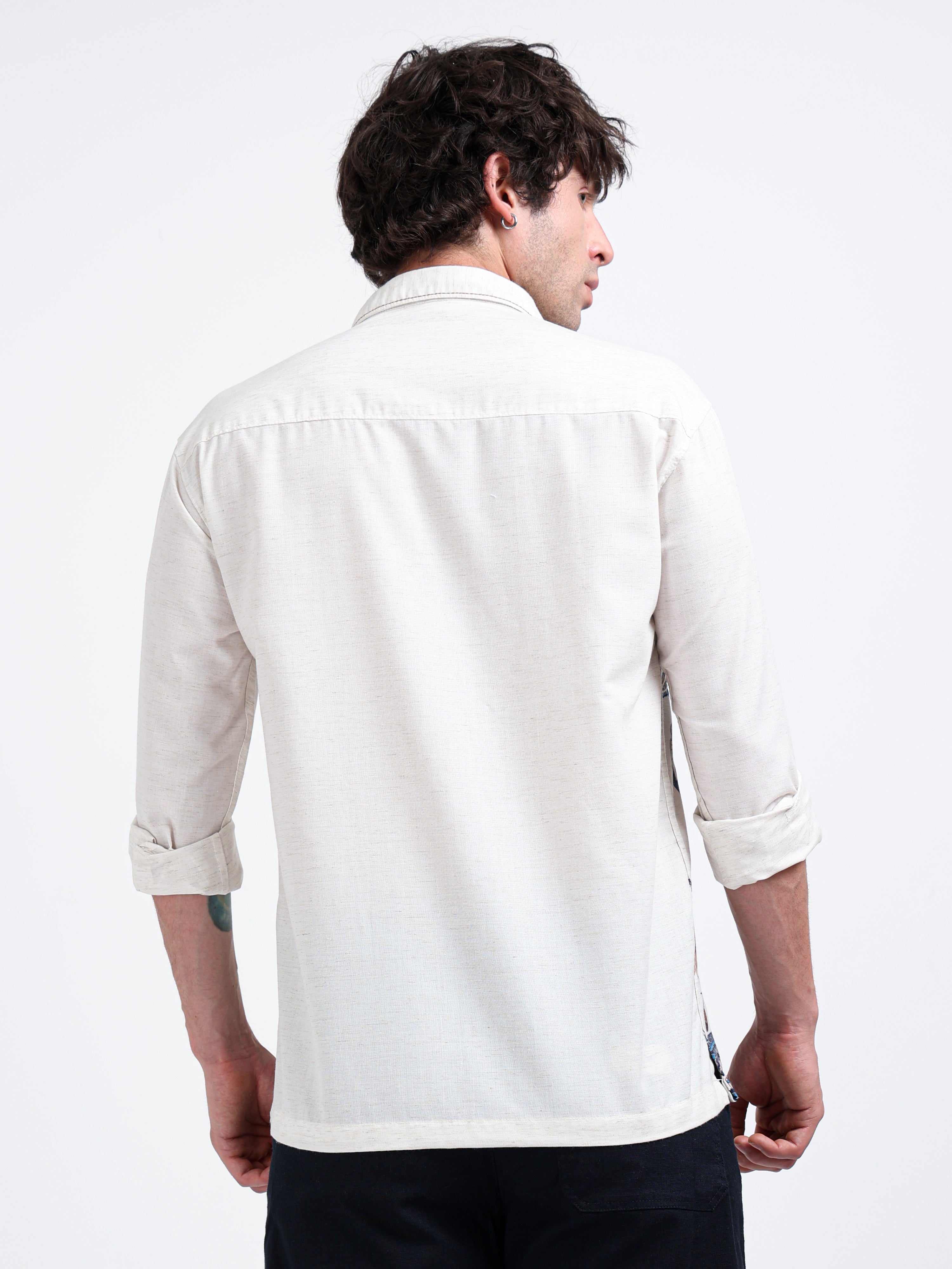 Artful Prints Sky Blue & White Check Cotton-Linen Shirt