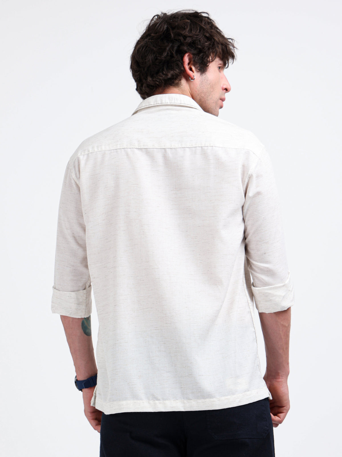 Artful Prints Sky Blue & White Check Cotton-Linen Shirt