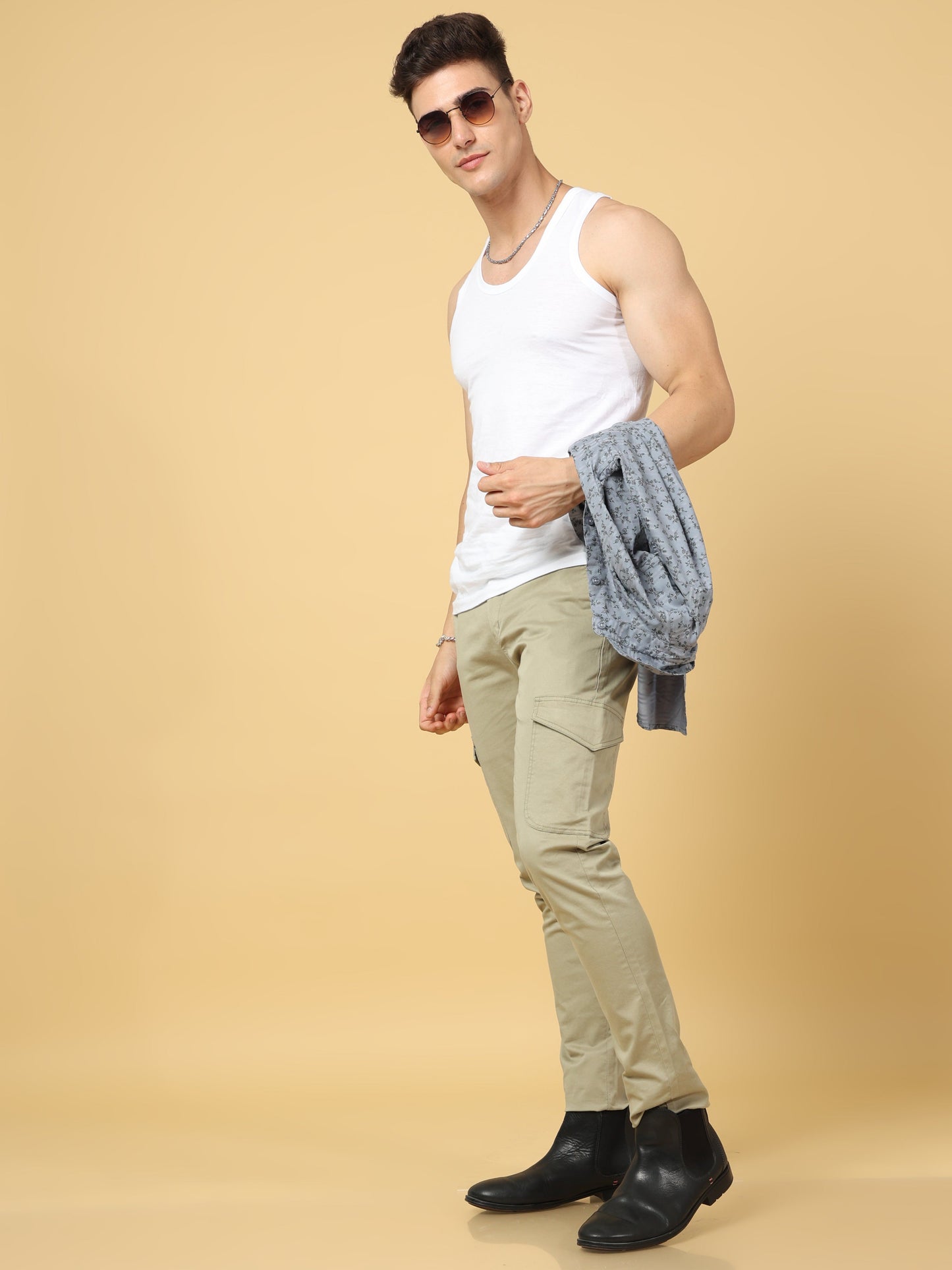 Basic Pista Green Slim Fit Cargo
