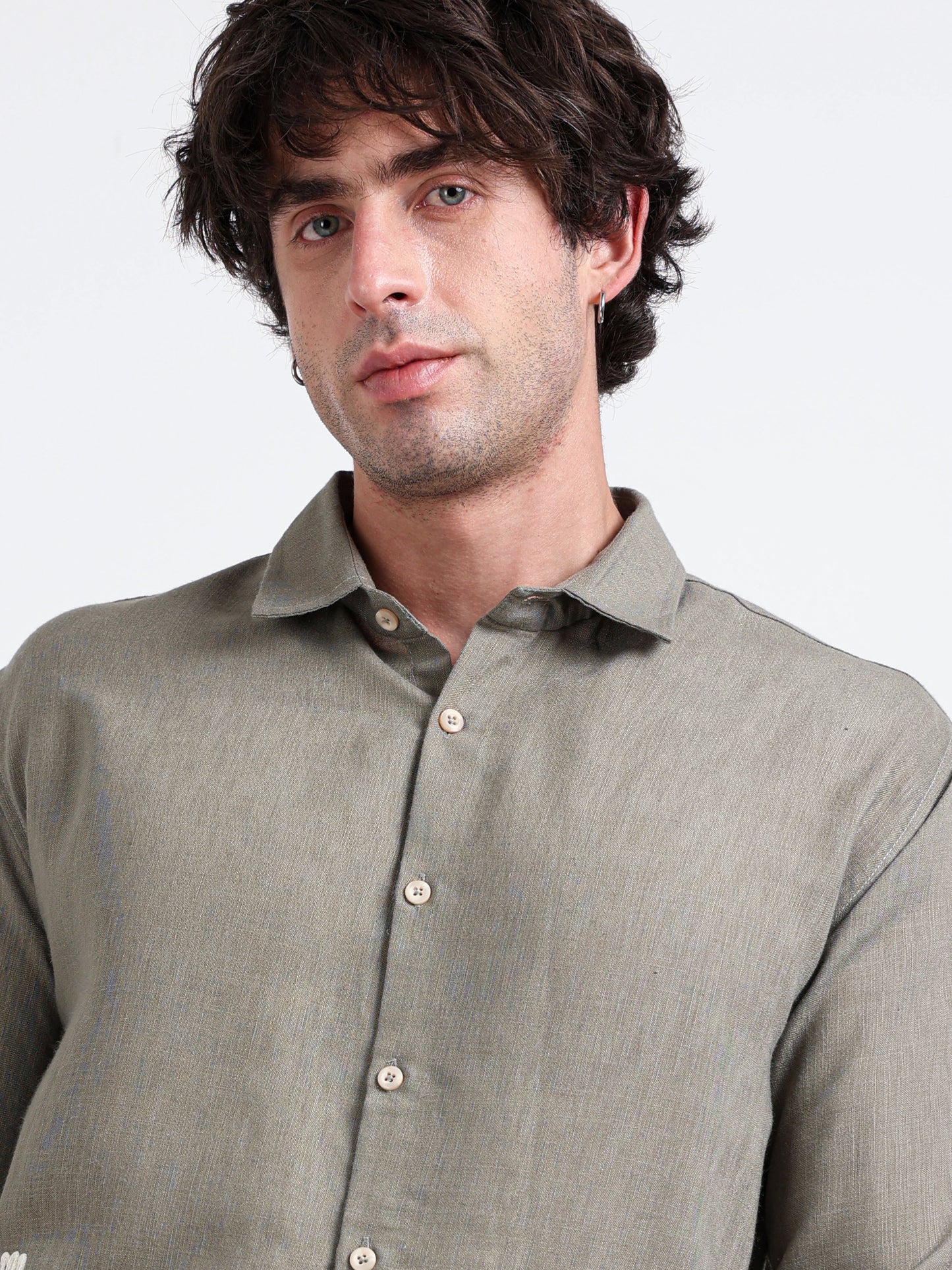 Crafted Embroidery Cotton Blend Shirt