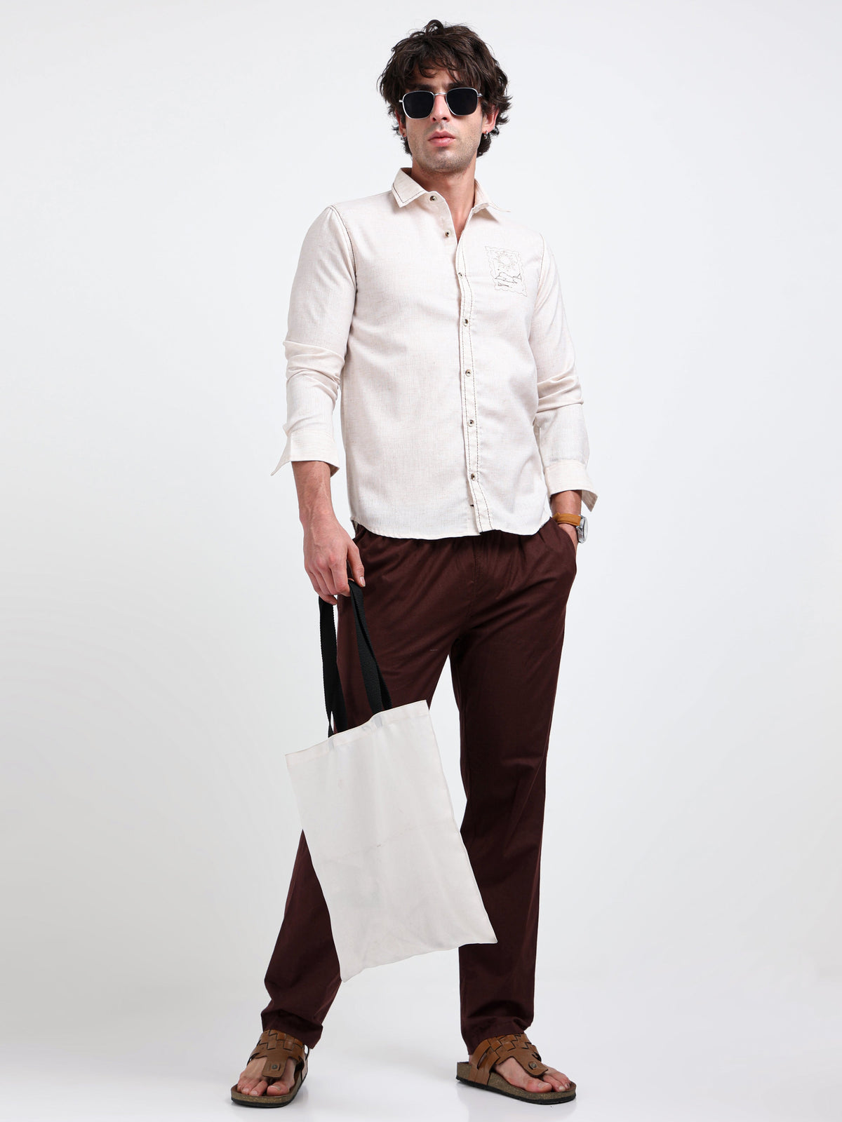 Crafted Embroidery Cotton Blend Shirt