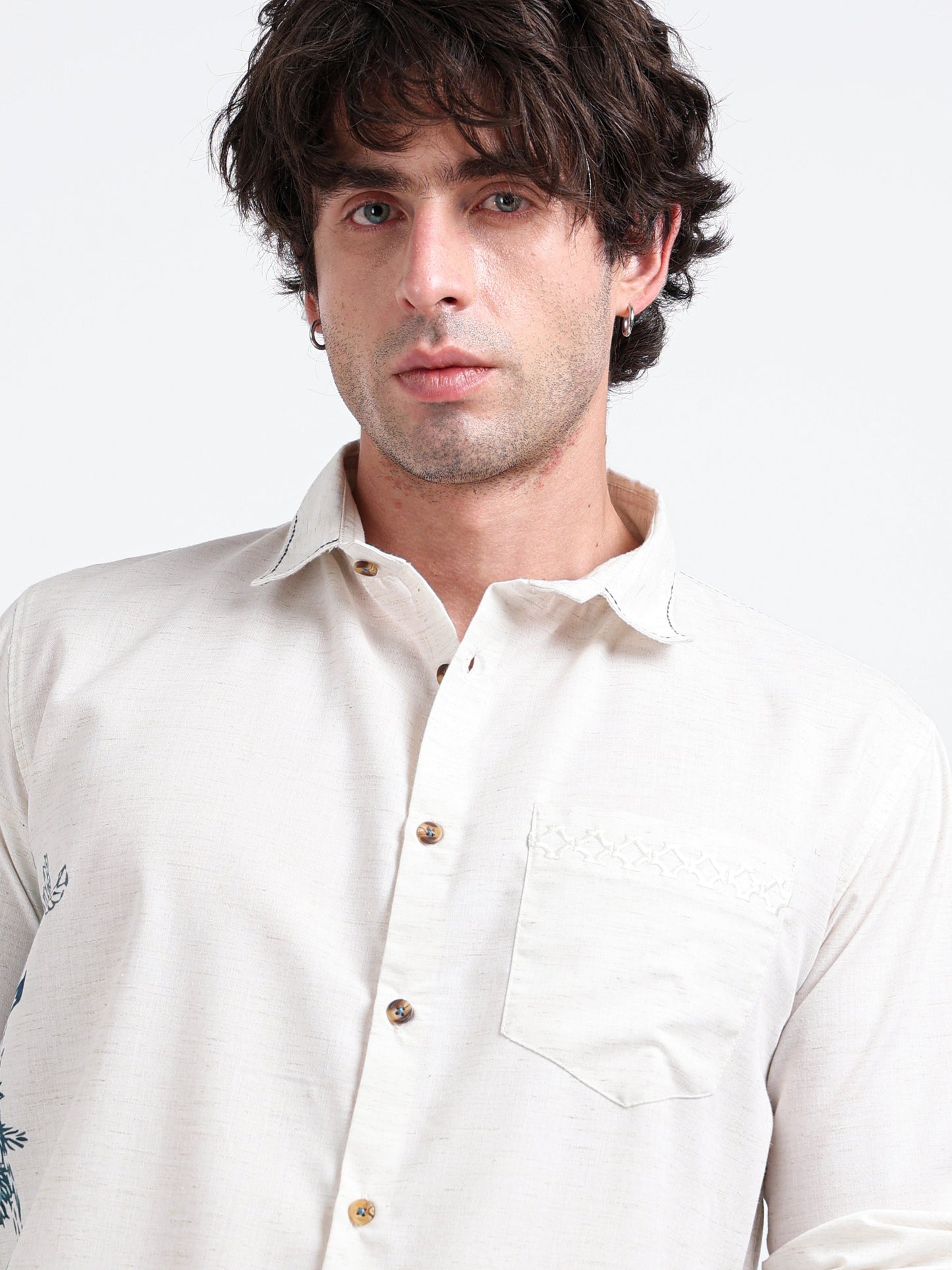 Artful Print Cotton Blend Shirt