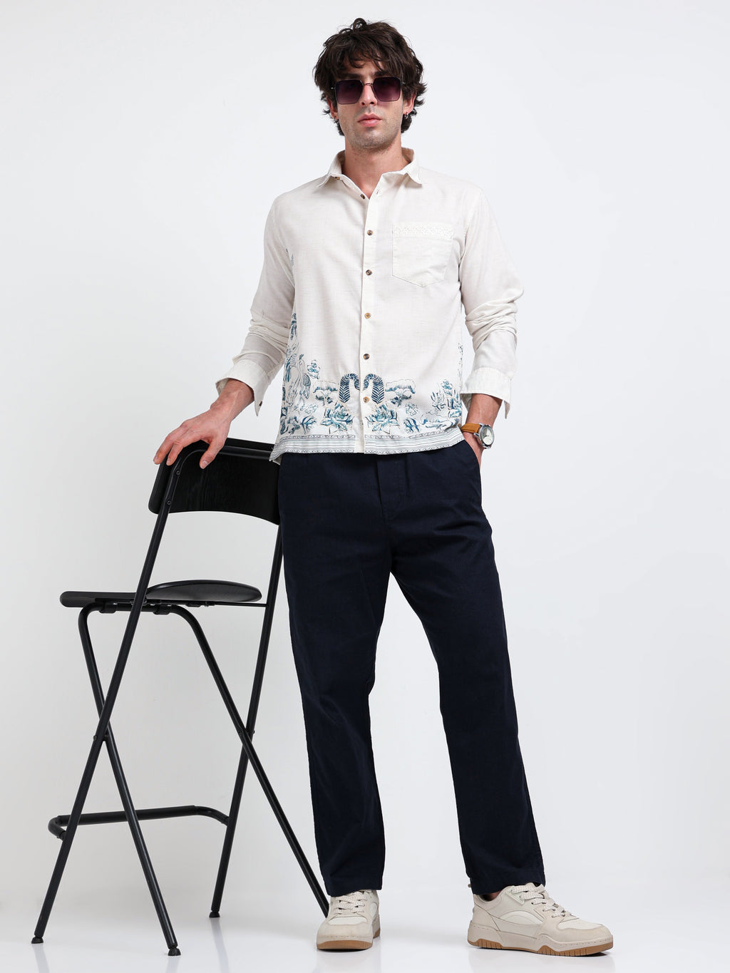 Artful Print Cotton Blend Shirt