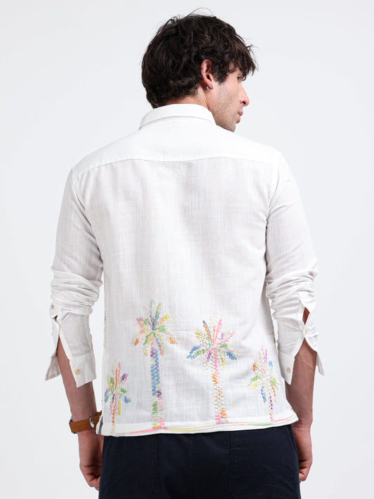 Crafted Embroidery Cotton Blend Shirt