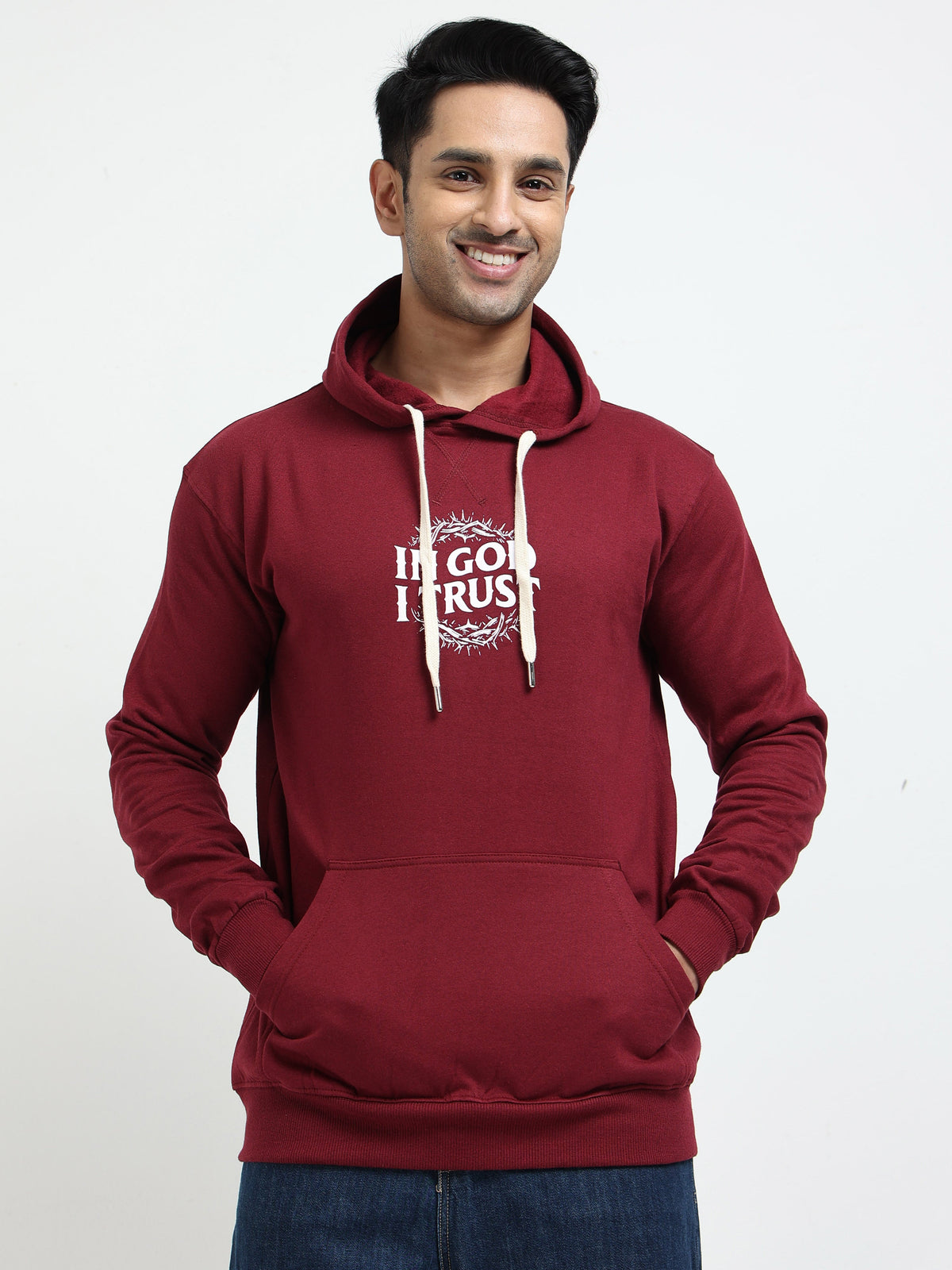 Maroon Hoodie - 100% Cotton Bio Wash Fleece