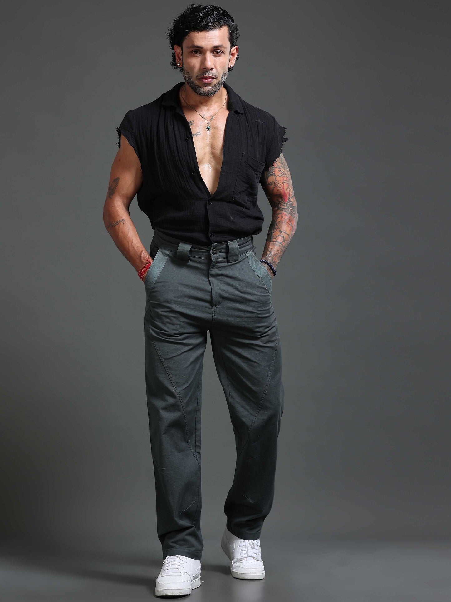 Lucent Straight Fit Trouser In Sage Green
