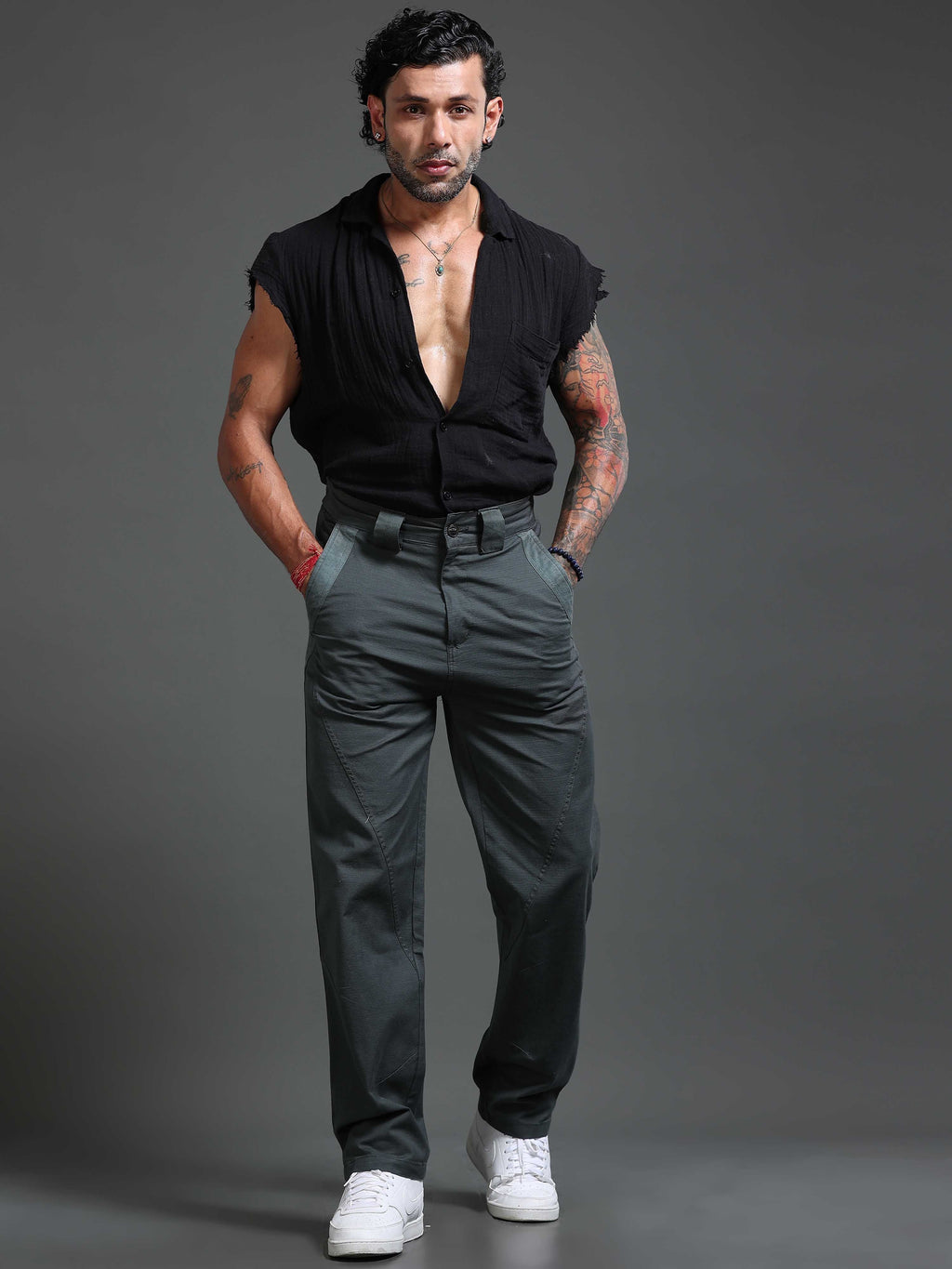 Lucent Straight Fit Trouser In Sage Green