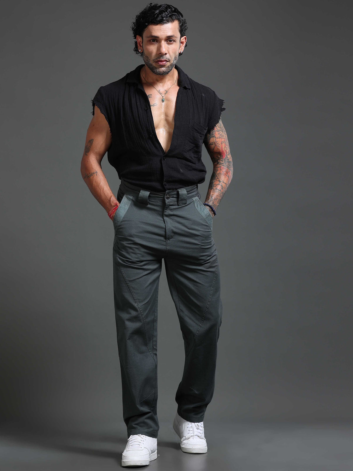 Lucent Straight Fit Trouser In Sage Green