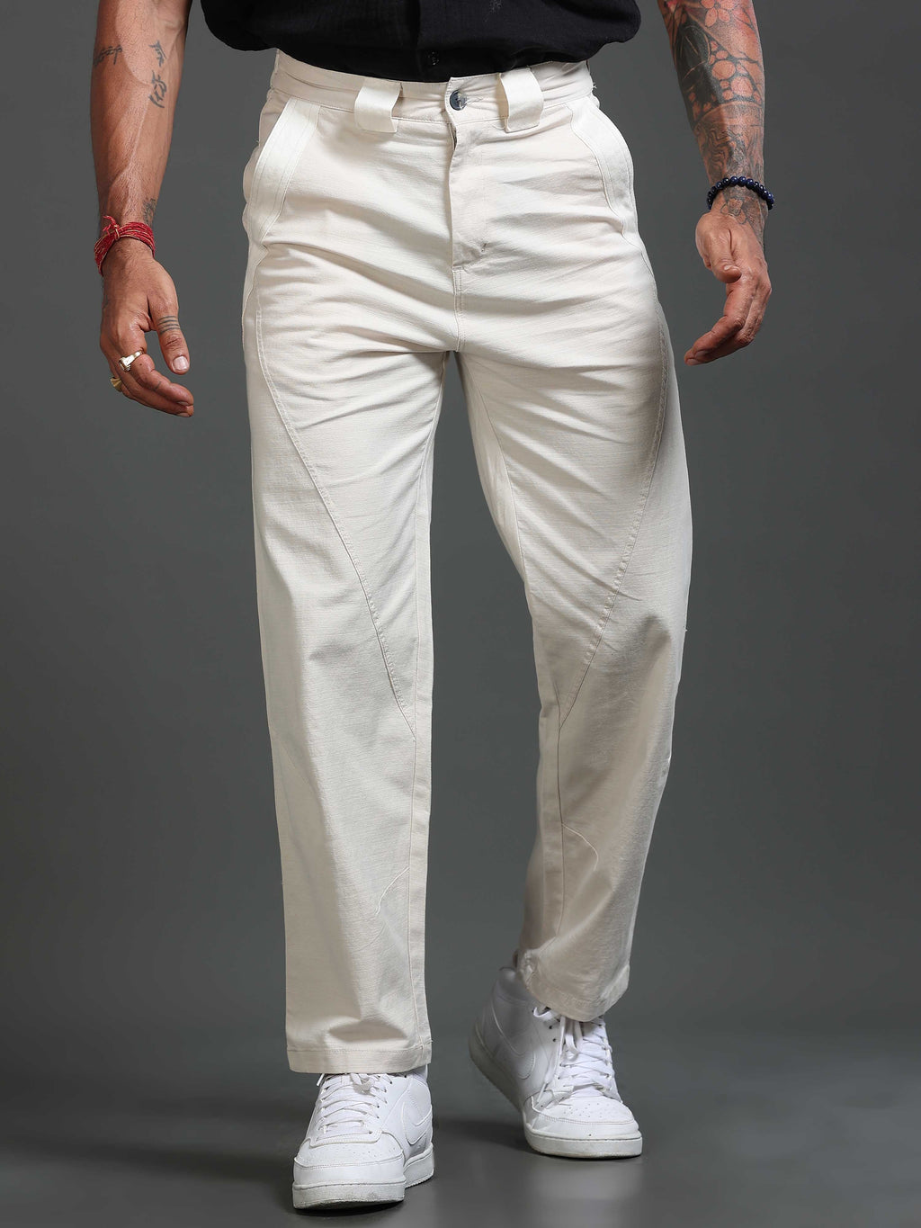 Lucent Straight Fit Trouser In Cream